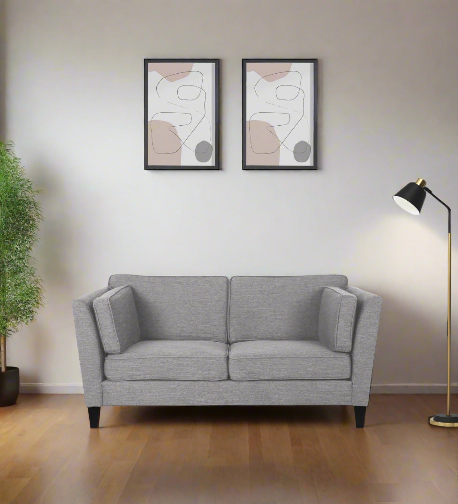 Nigar Fabric 2 Seater Sofa In Lit Grey Colour - Febonic Living