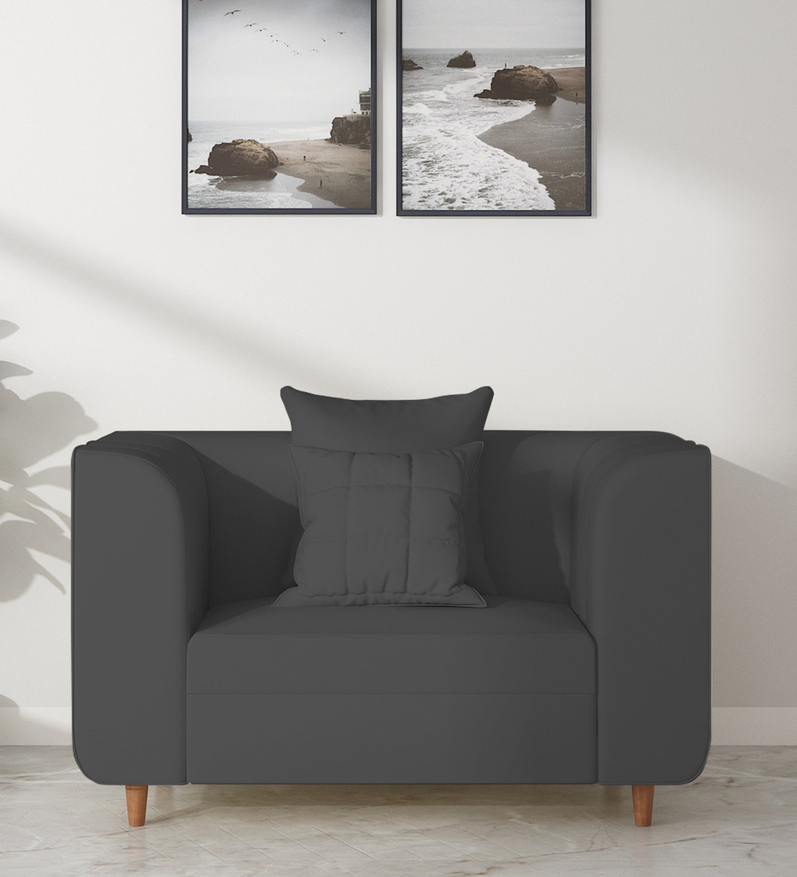 Sumo Velvet 1 Seater Sofa In Davy grey Colour - Febonic Living