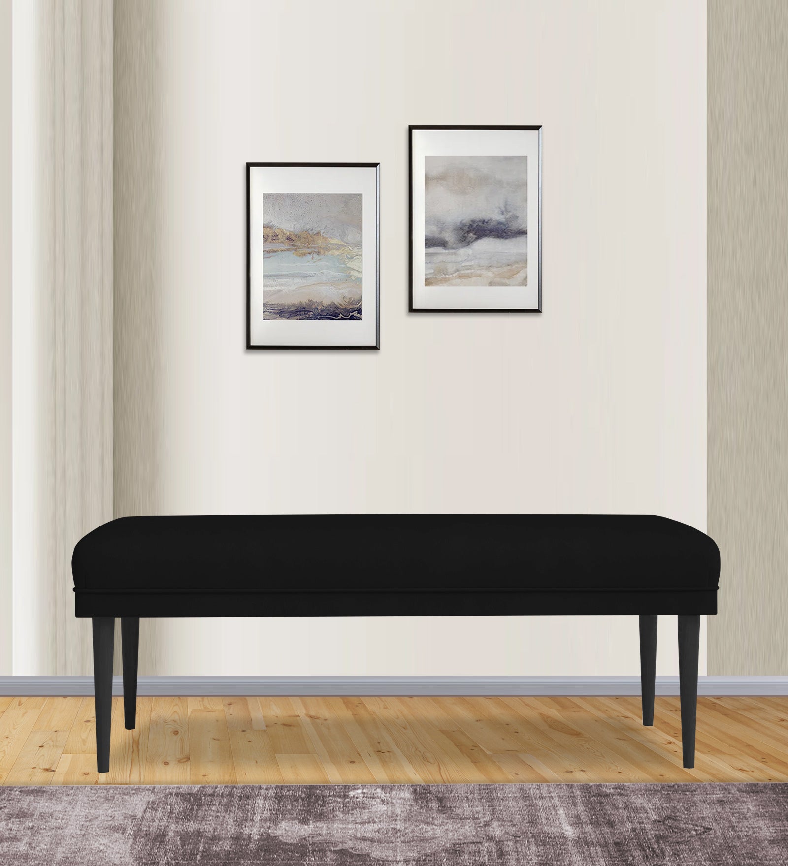 Summer Fabric Bench In Heather Black Colour - Febonic Living