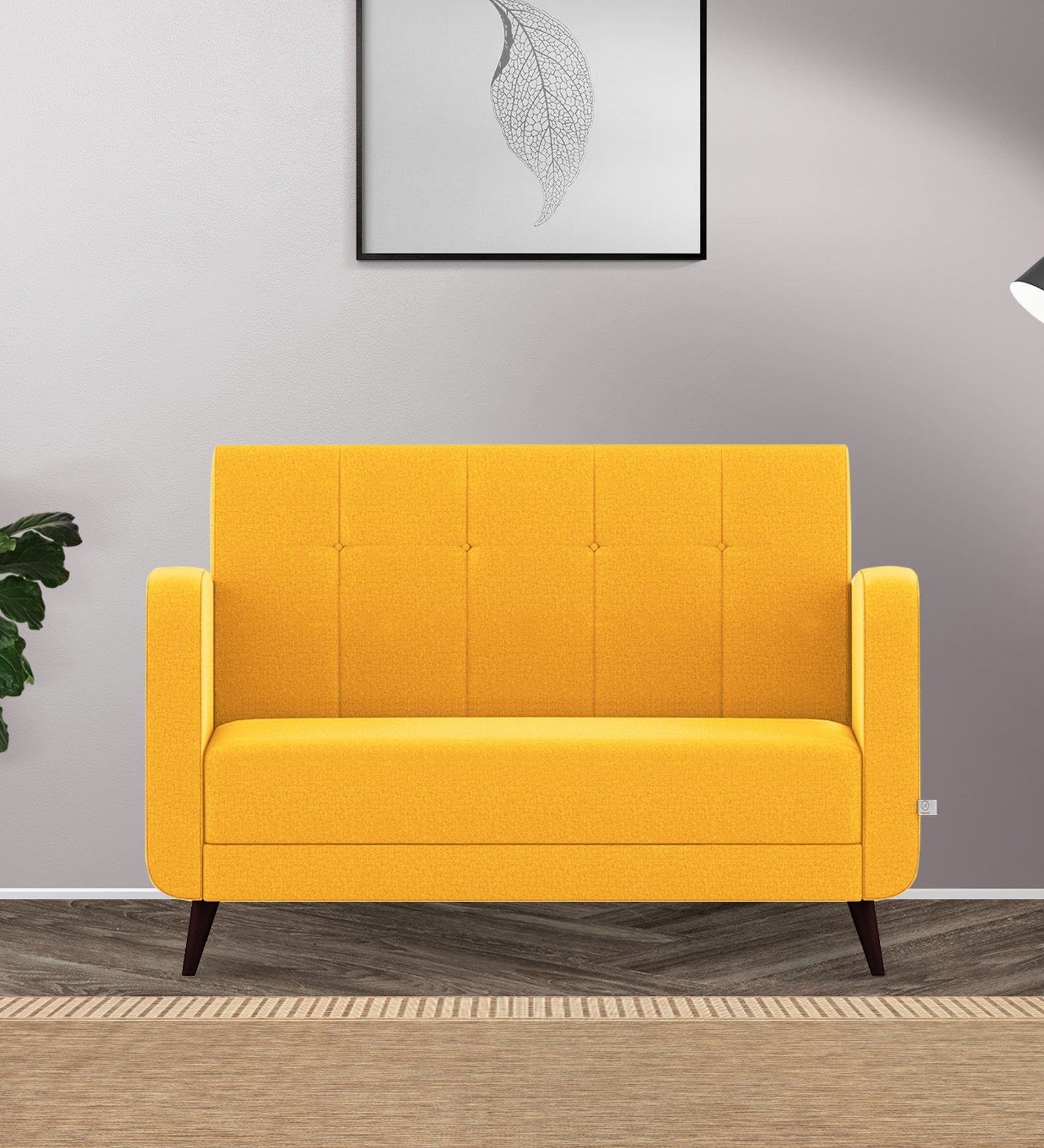Wiki Velvet 2 Seater Sofa In Safforn Yellow Colour - Febonic Living