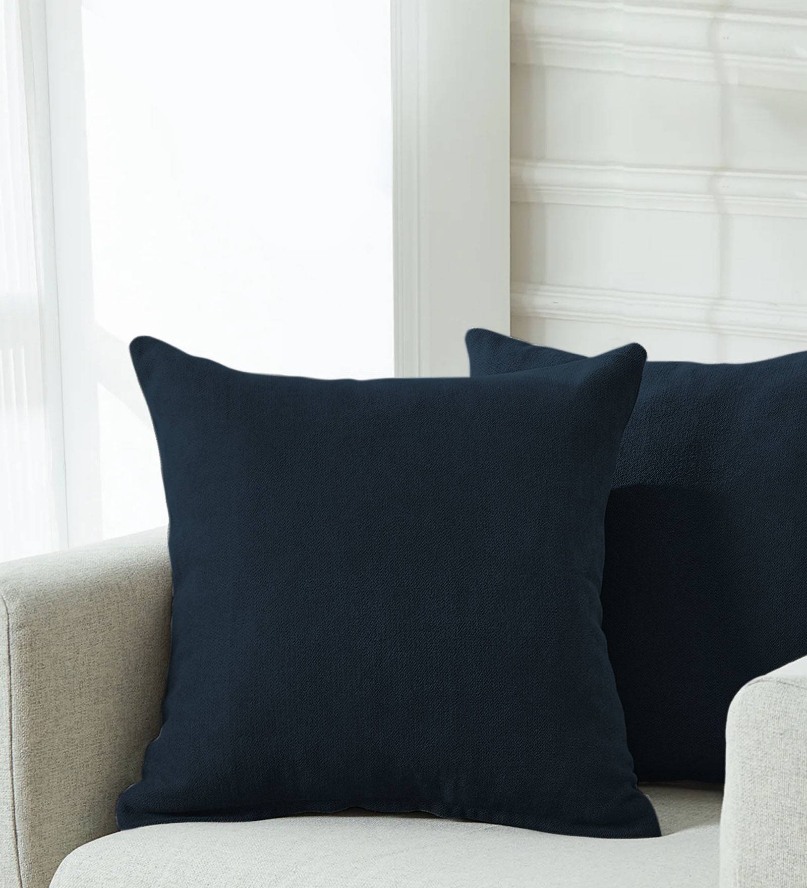 Kaya Fabric (20x20in) Sofa Pillows In Denim Blue Colour (Pack of 2) - Febonic Living