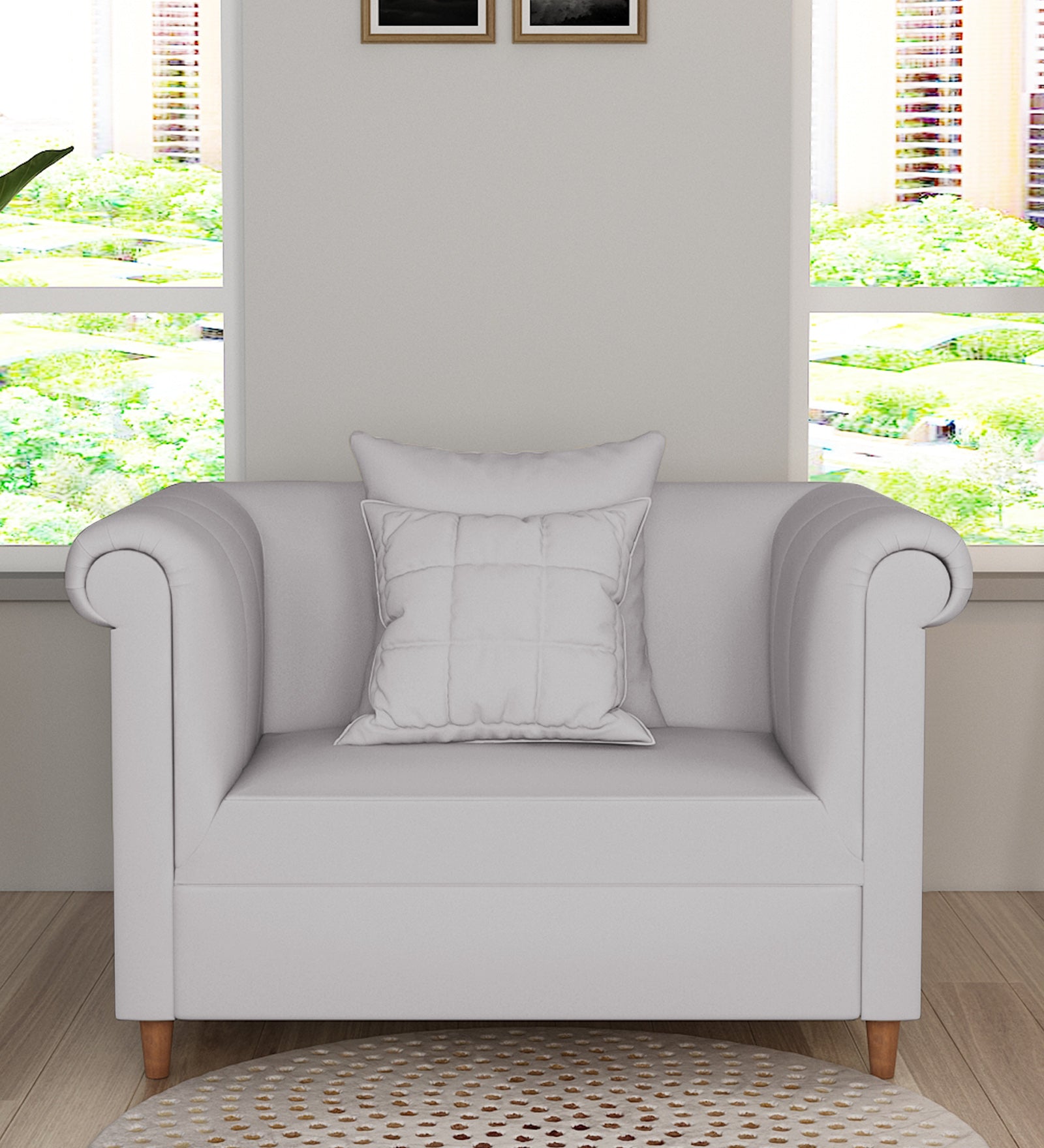Rubi Velvet 1 Seater Sofa In Concrete grey Colour - Febonic Living
