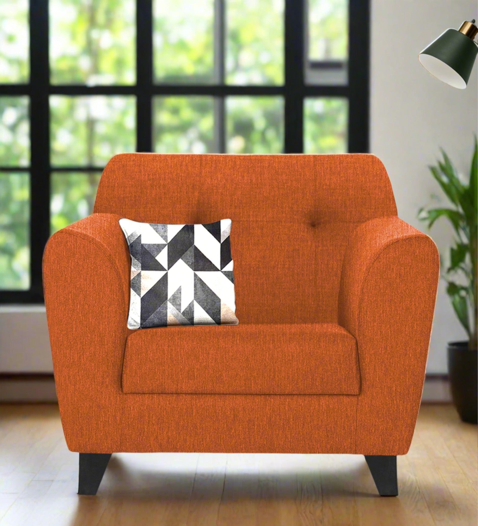 Melaan Fabric 1 Seater Sofa In Vivid Orange Colour