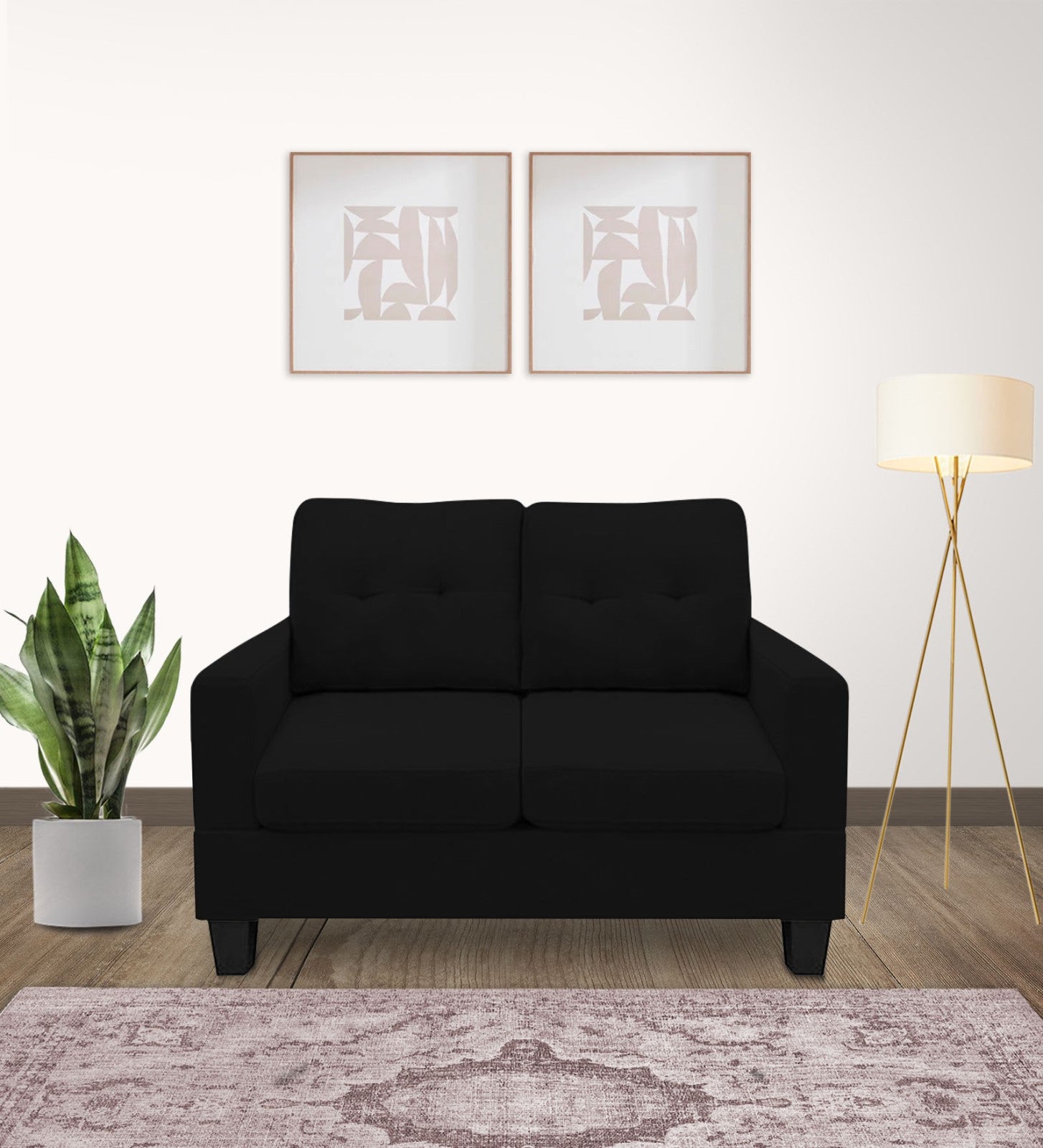 Thomas Fabric 2 Seater Sofa In Zed Black Colour - Febonic Living