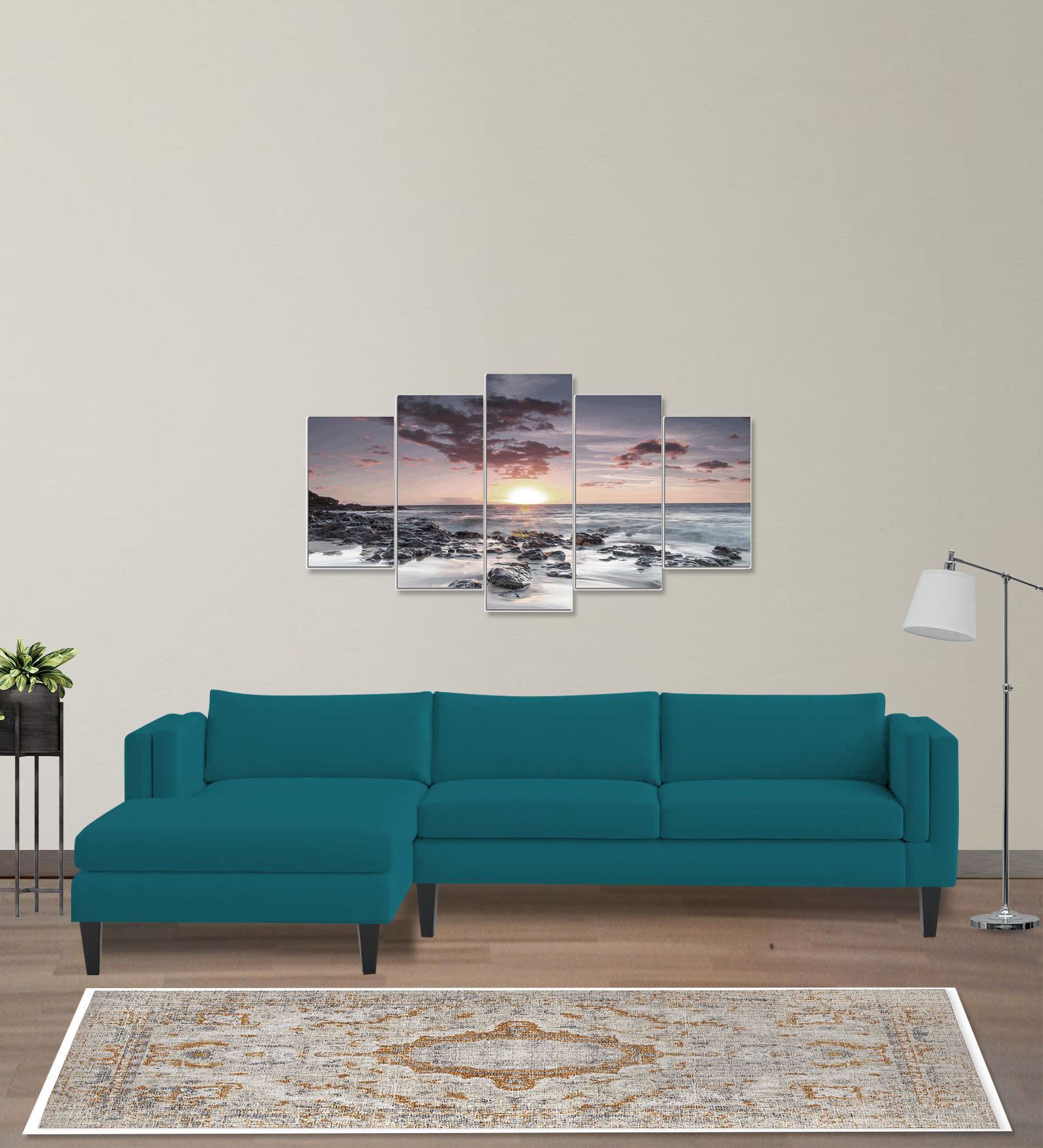 Jasper Velvet RHS Sectional Sofa (3+Lounger) In Pine green Colour - Febonic Living