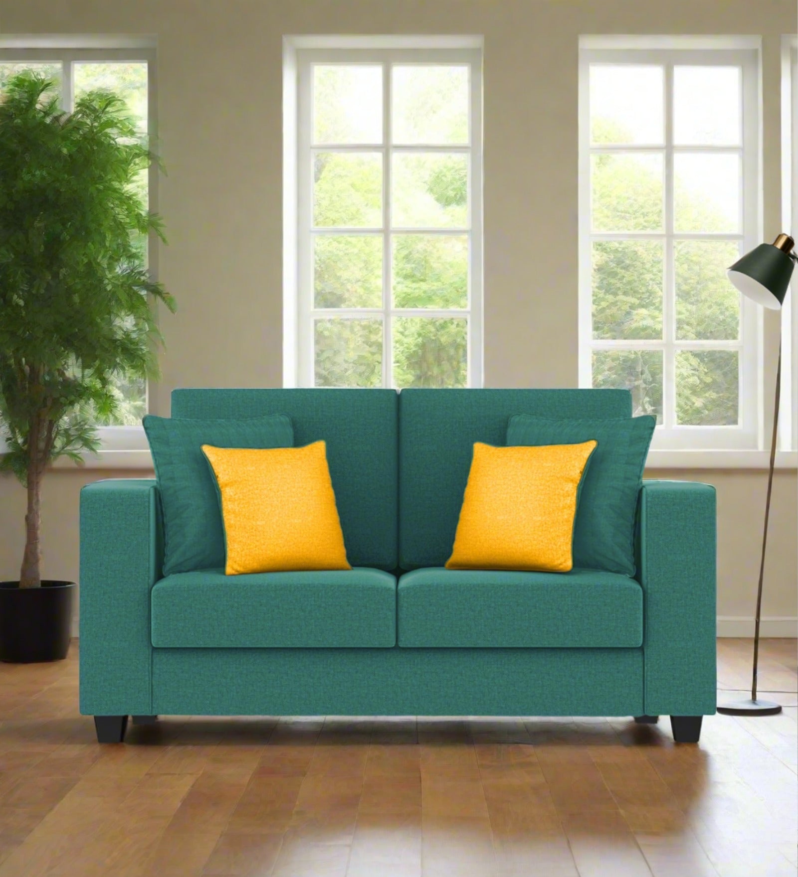 Nabi Fabric 2 Seater Sofa In Sea Green Colour - Febonic Living