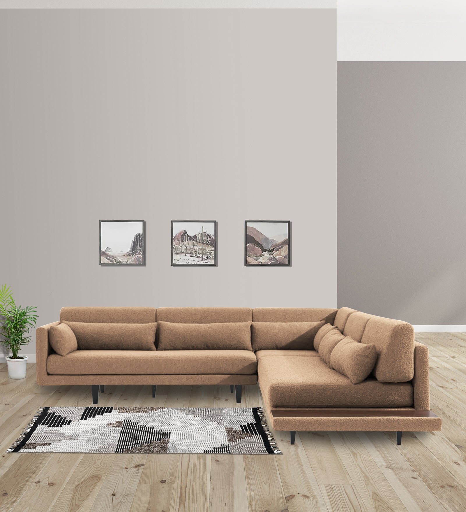 Malta Fabric 6 Seater LHS Corner Sofa In Cookie beige Colour - Febonic Living