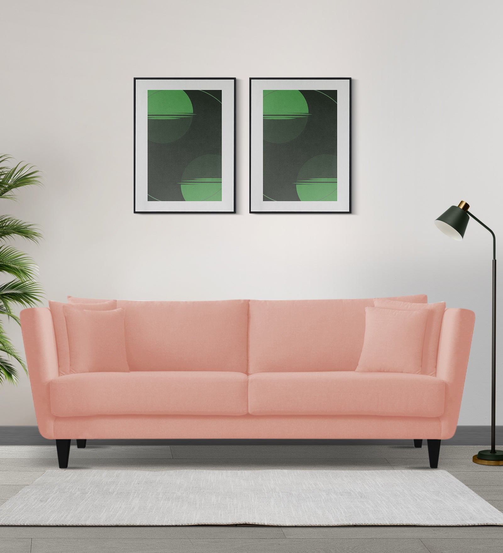Norway Velvet 3 Seater Sofa In Blush Pink Colour - Febonic Living
