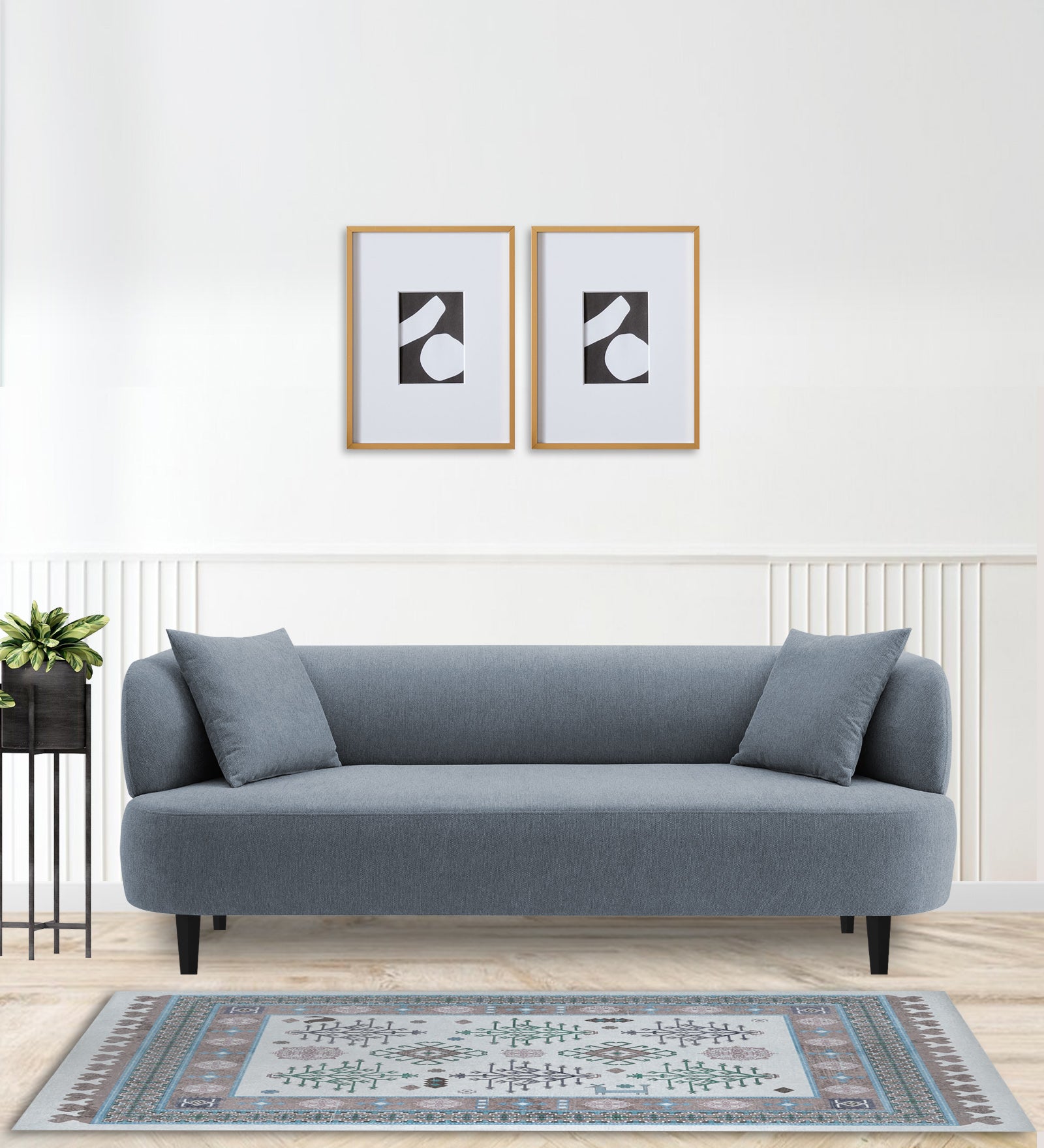 Carson Fabric 3 Seater Sofa In Indigo Blue Colour - Febonic Living