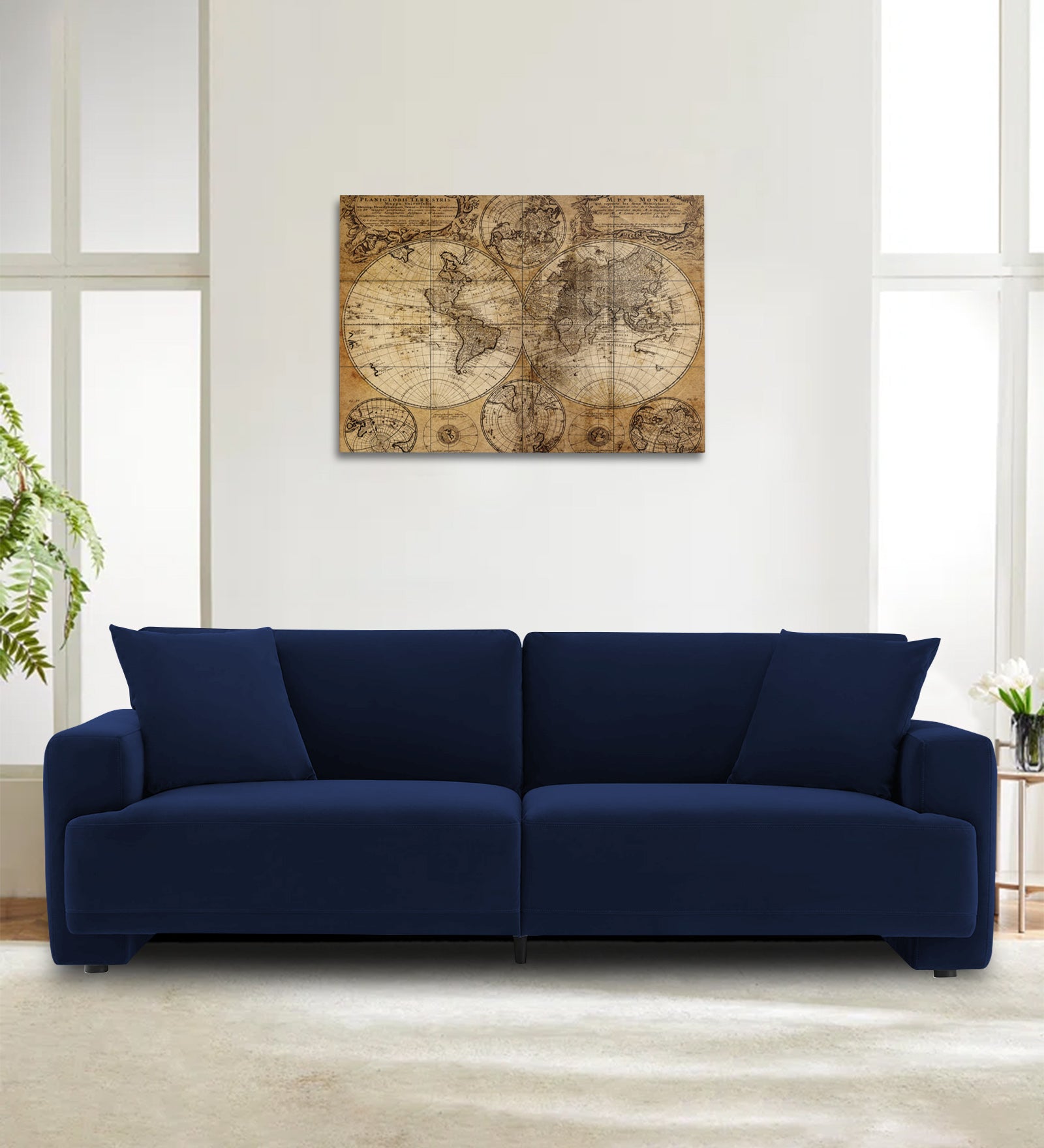 Kosta Velvet 3 Seater Sofa in Indigo Blue Colour