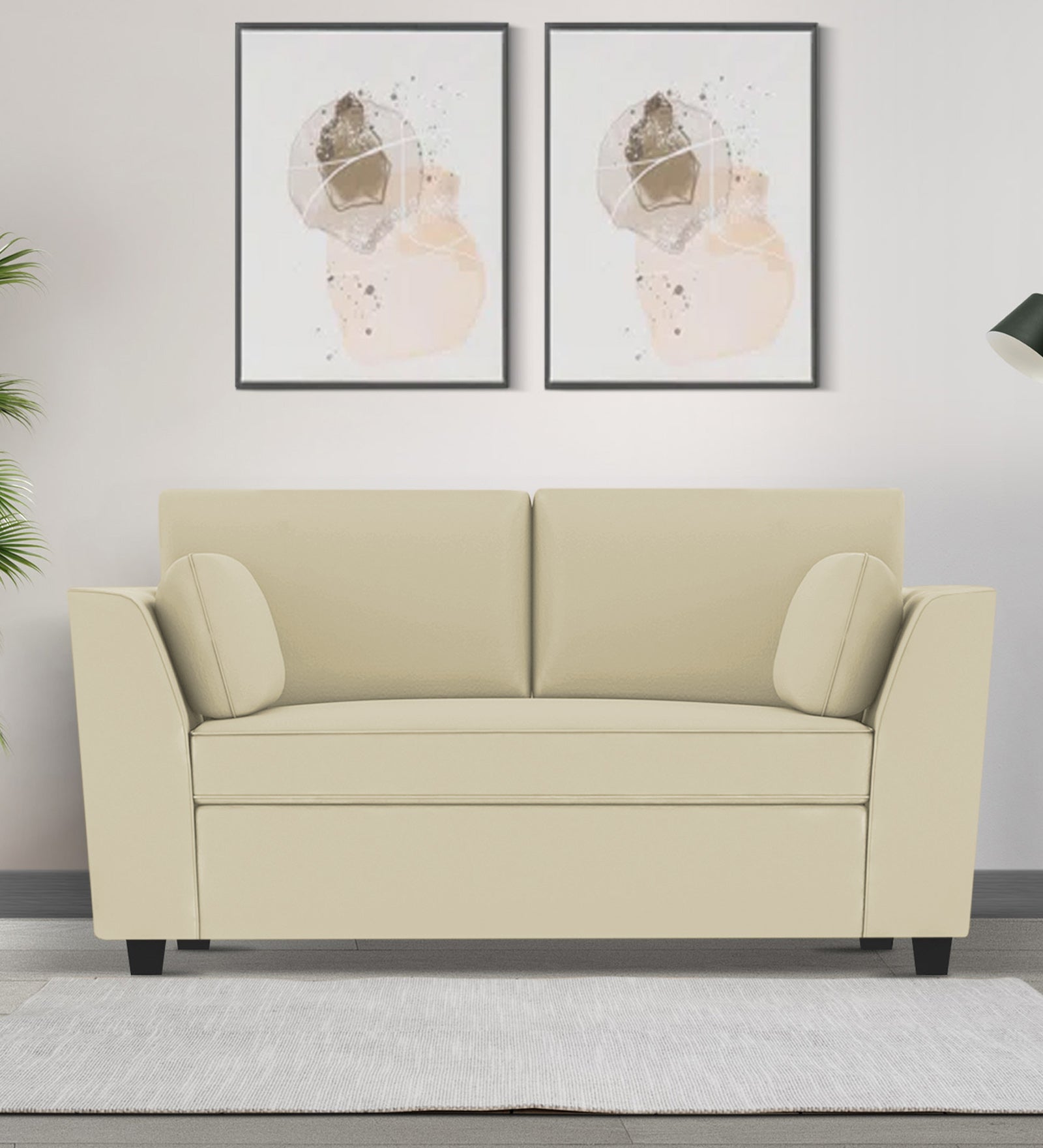 Bristo Velvet 2 Seater Sofa In Warm White Colour - Febonic Living