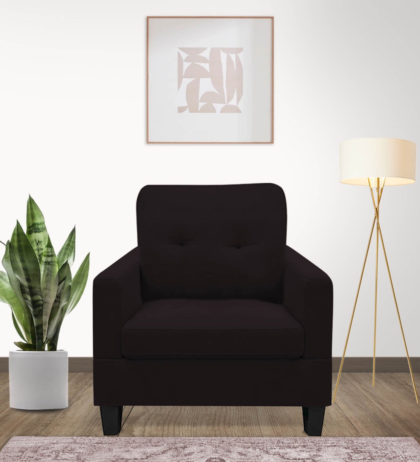 Thomas 1 Seater Fabric Sofa - Cara Brown by Febonic Living