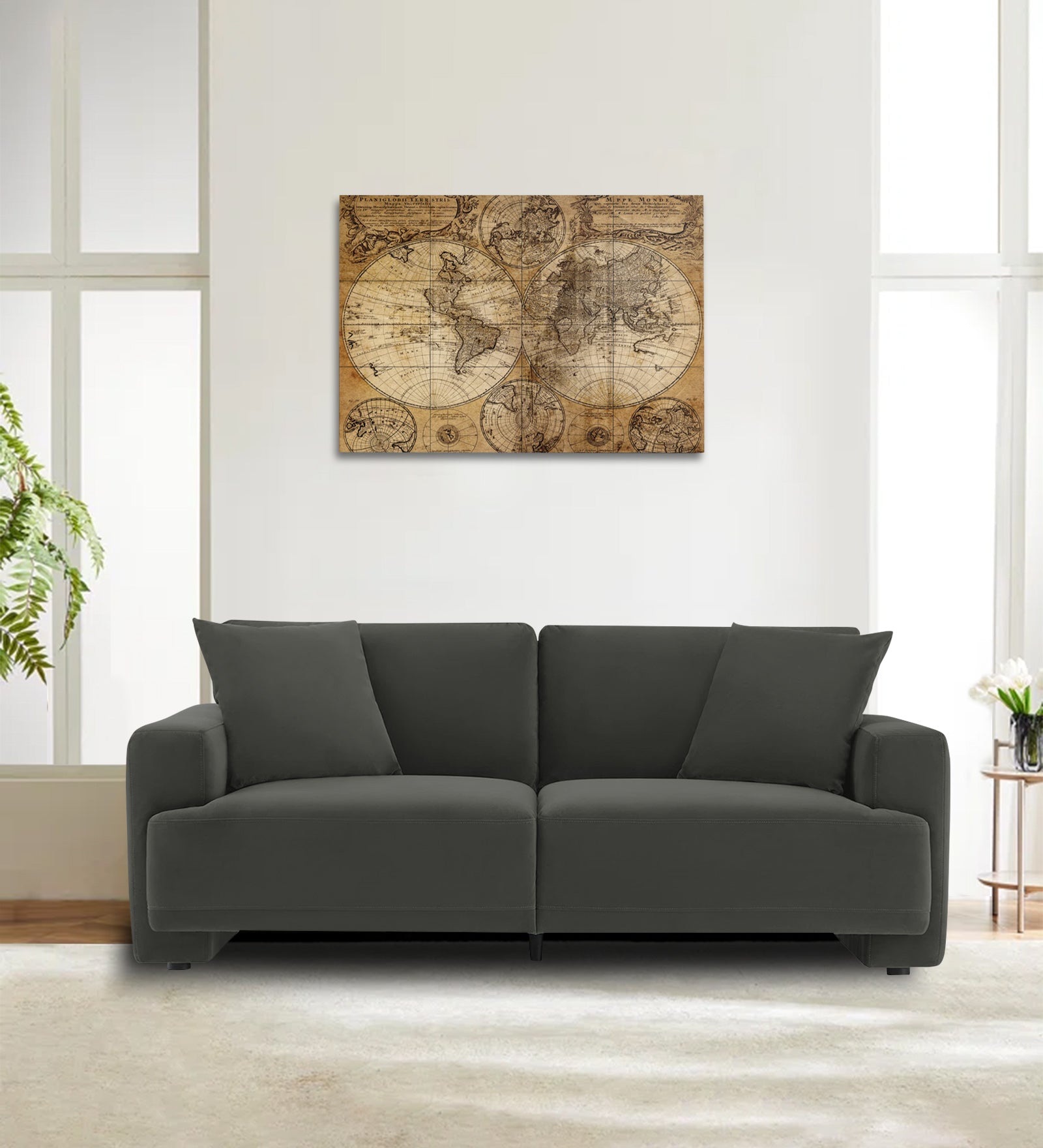 Kosta Velvet 2 Seater Sofa In Hory Grey Colour - Febonic Living