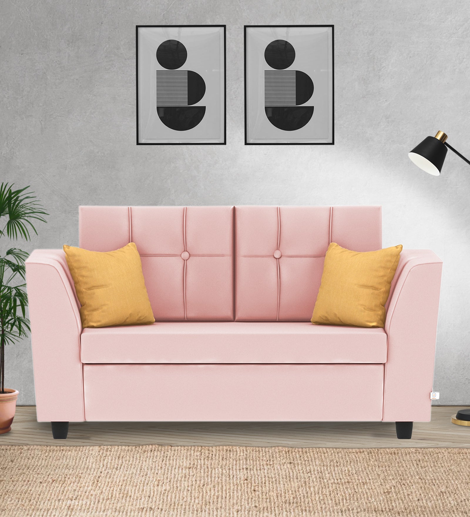 Nestin Velvet 2 Seater Sofa In Millennial Pink Colour - Febonic Living
