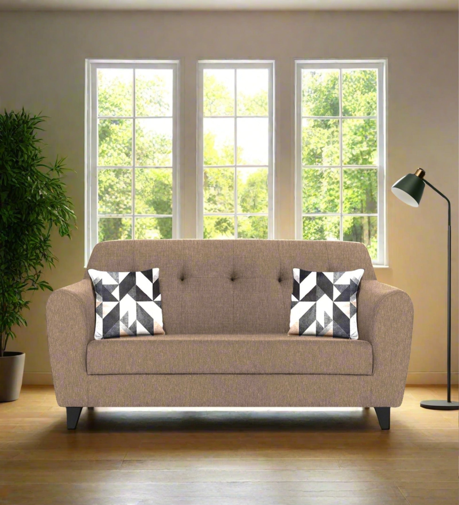 Melaan Fabric 2 Seater Sofa In Cookie Beige Colour - Febonic Living