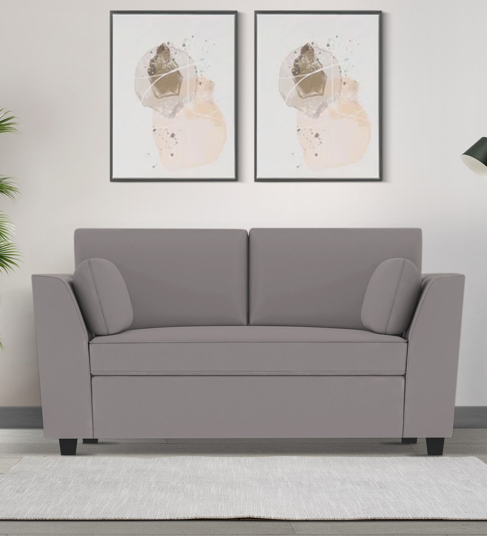 Bristo Velvet 2 Seater Sofa In Pearl Grey Colour With Storage - Febonic Living