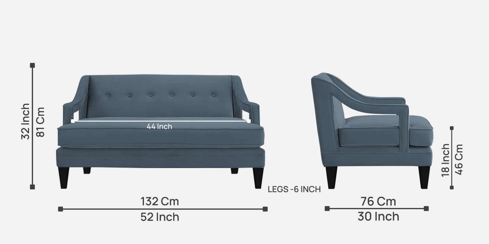 Daffy Velvet 2 Seater Sofa In Oxford Blue Colour - Febonic Living
