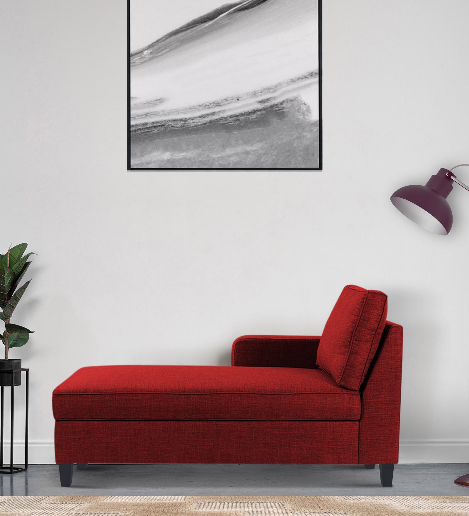 Harry Fabric LHS Chaise Lounger In Blood Maroon Colour - Febonic Living