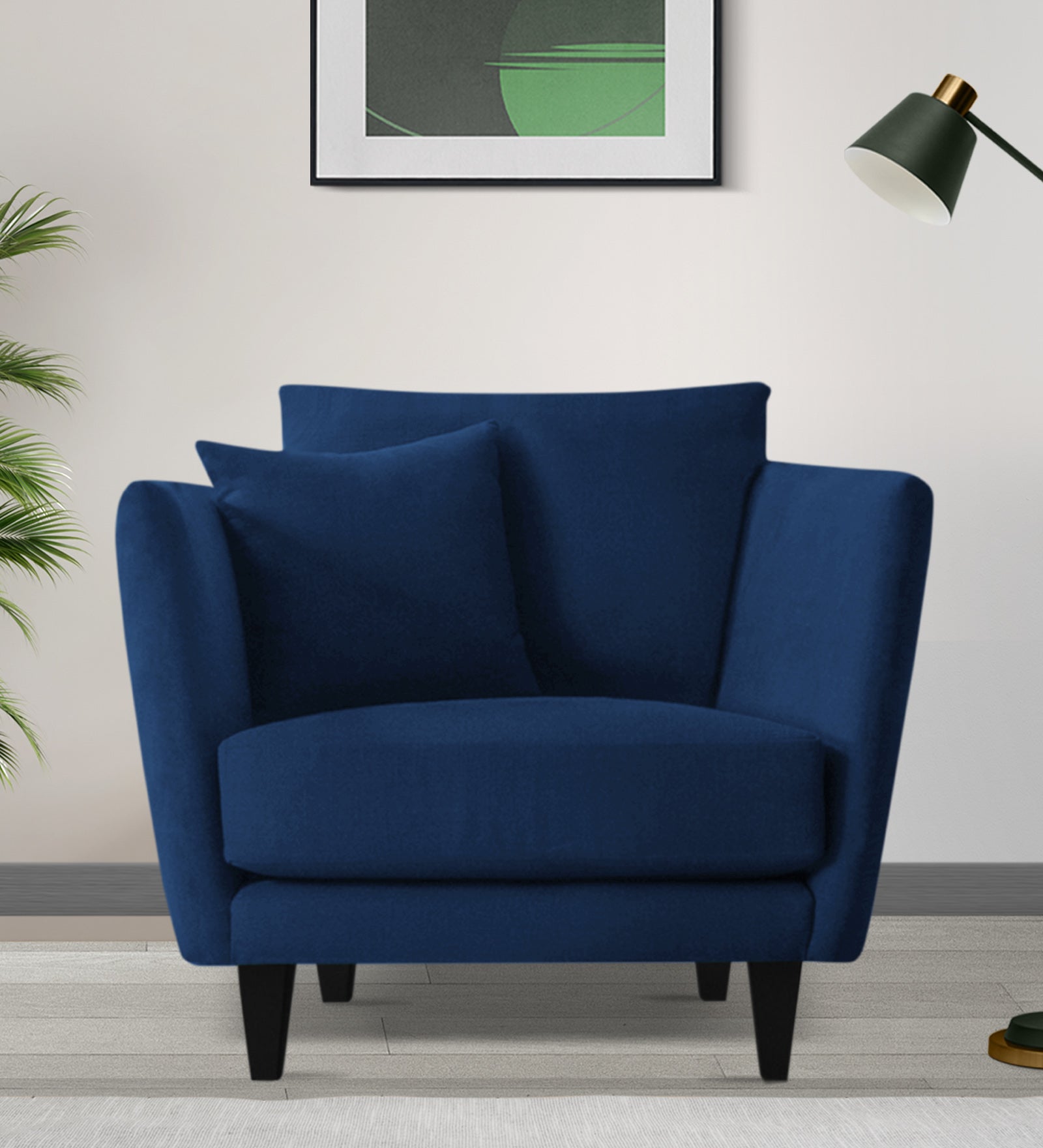 Norway Velvet 1 Seater Sofa In Imperial Blue Colour - Febonic Living