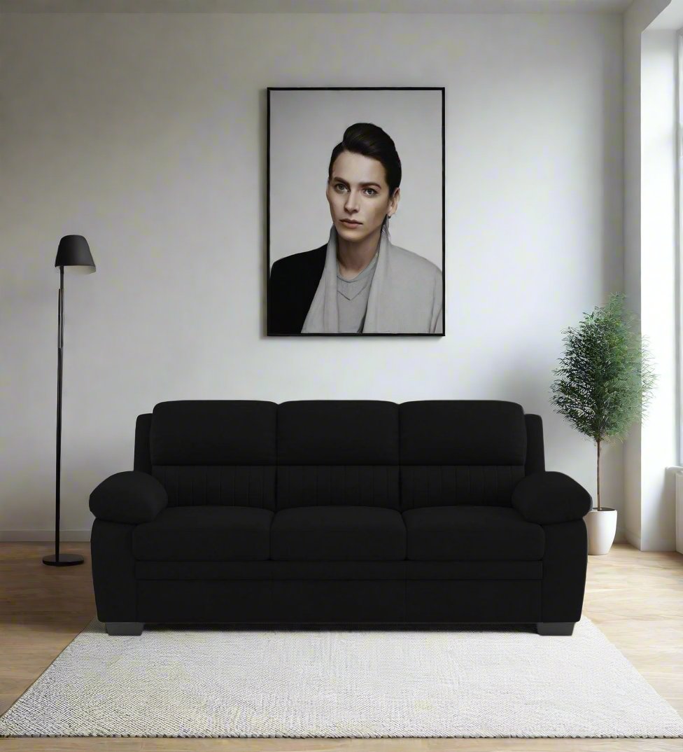 Miranda Velvet 3 Seater Sofa In Adam Black Colour - Febonic Living