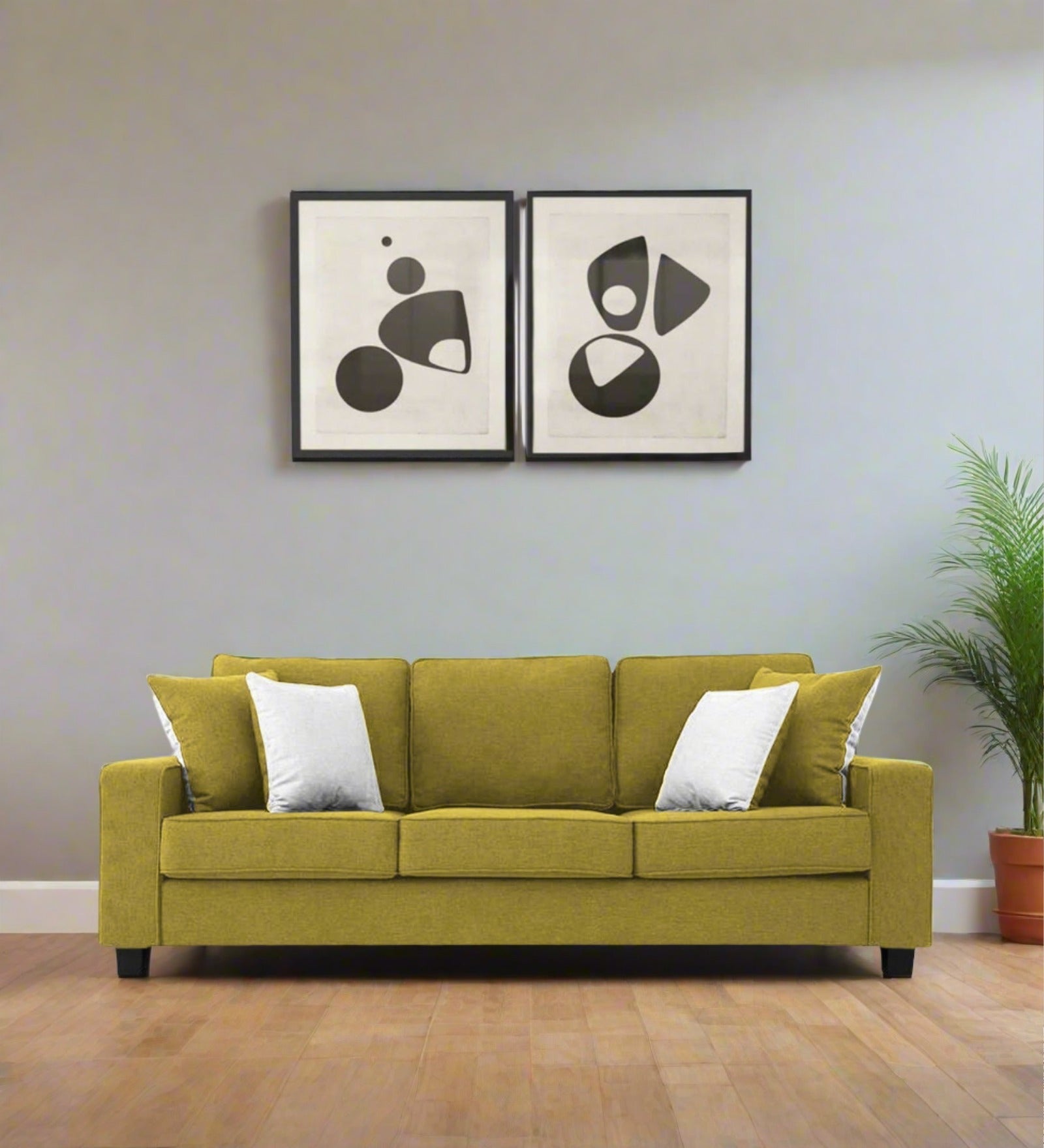Ladybug Fabric 3 Seater Sofa In Parrot Green Colour - Febonic Living