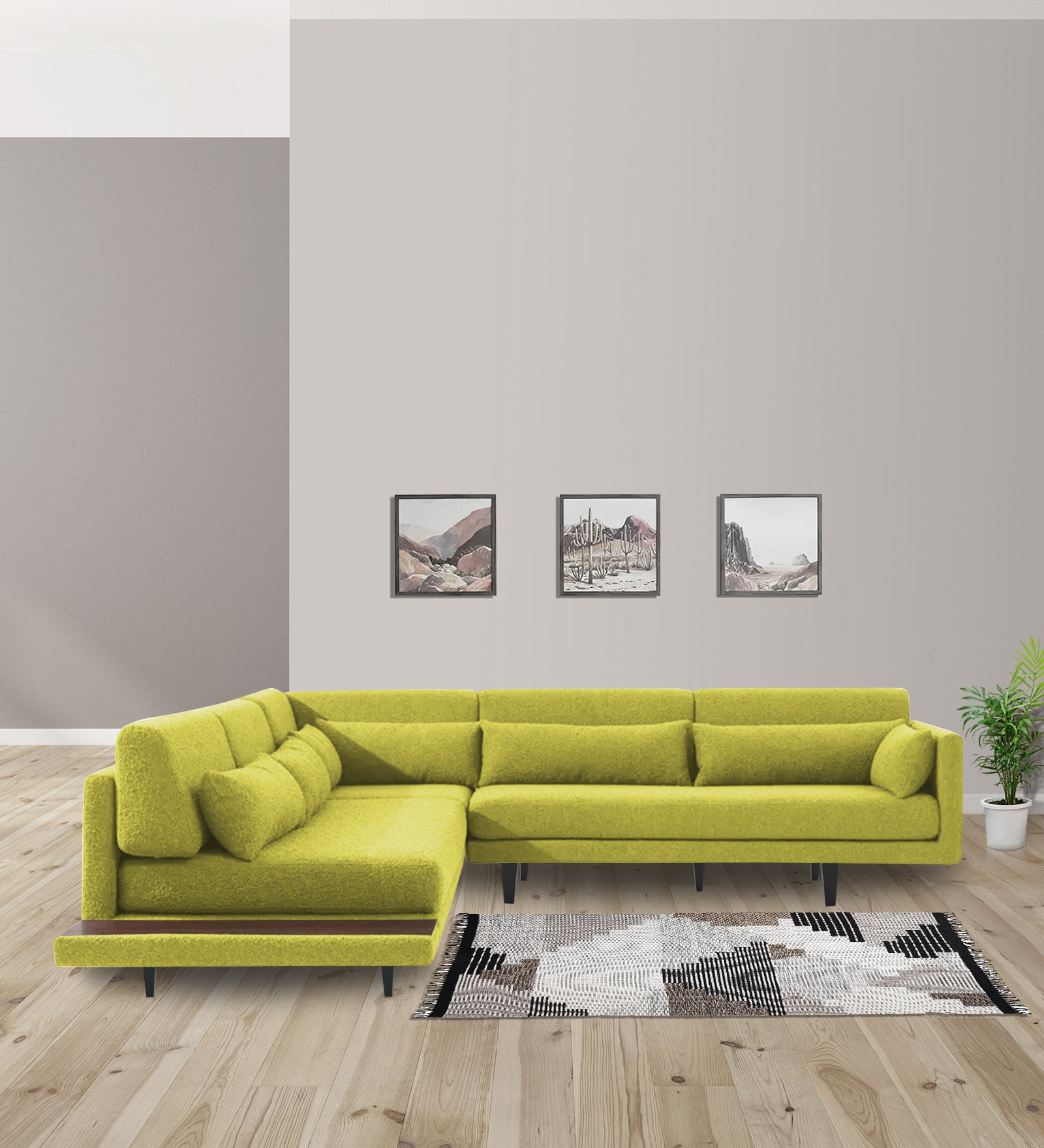 Malta Fabric Seater RHS Corner Sofa In Parrot Green Colour