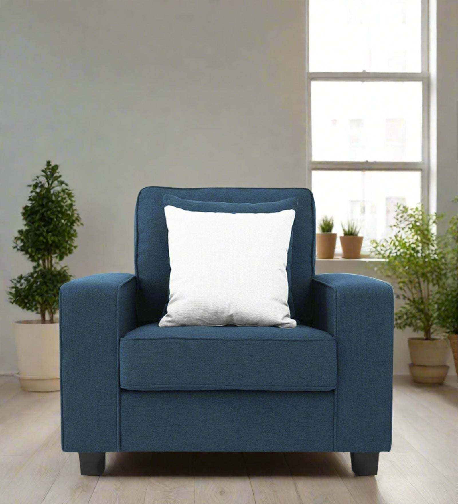 Ladybug Fabric 1 Seater Sofa In Light Blue Colour - Febonic Living