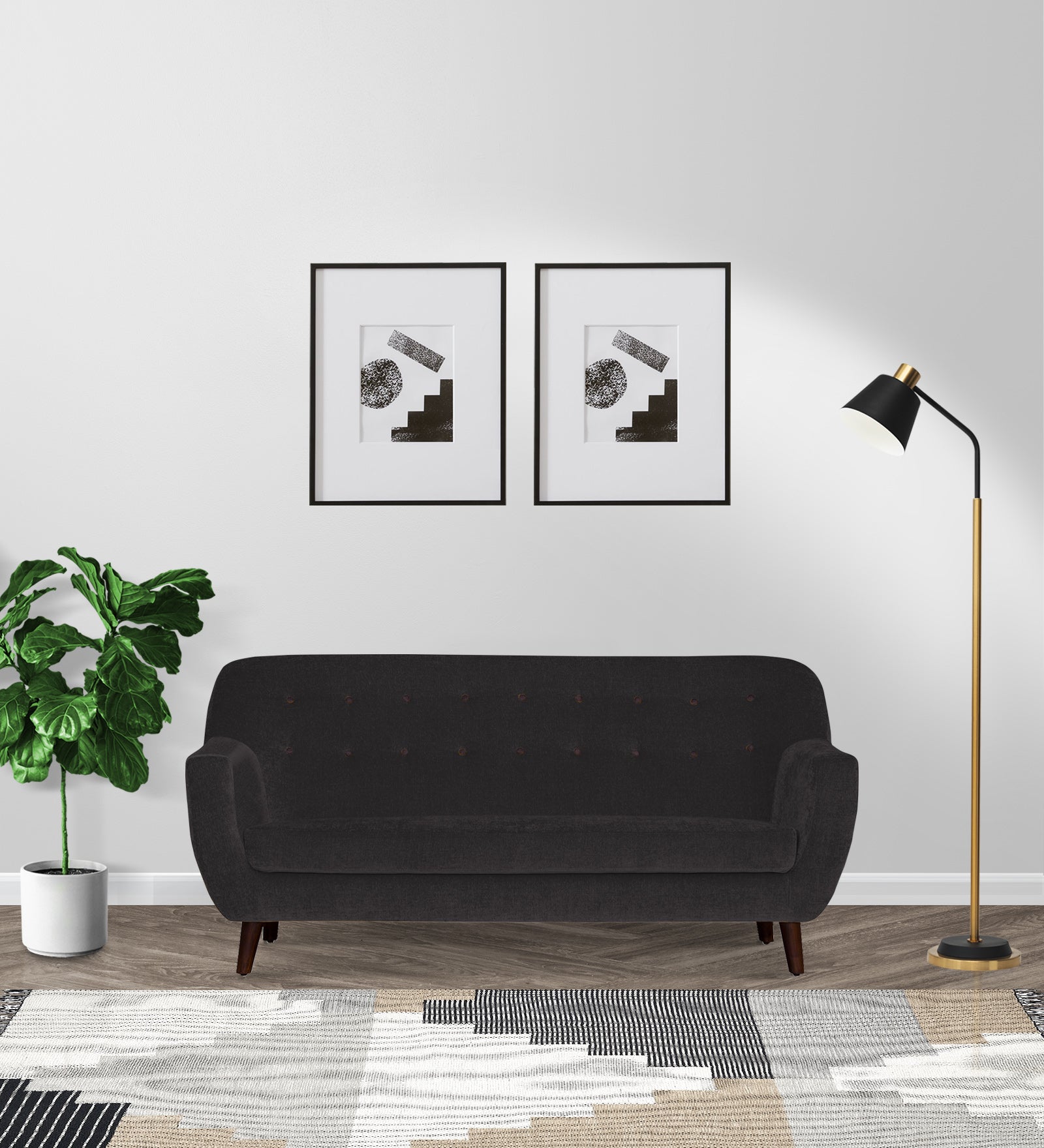 German Fabric 3 Seater Sofa In Maba Grey Colour - Febonic Living