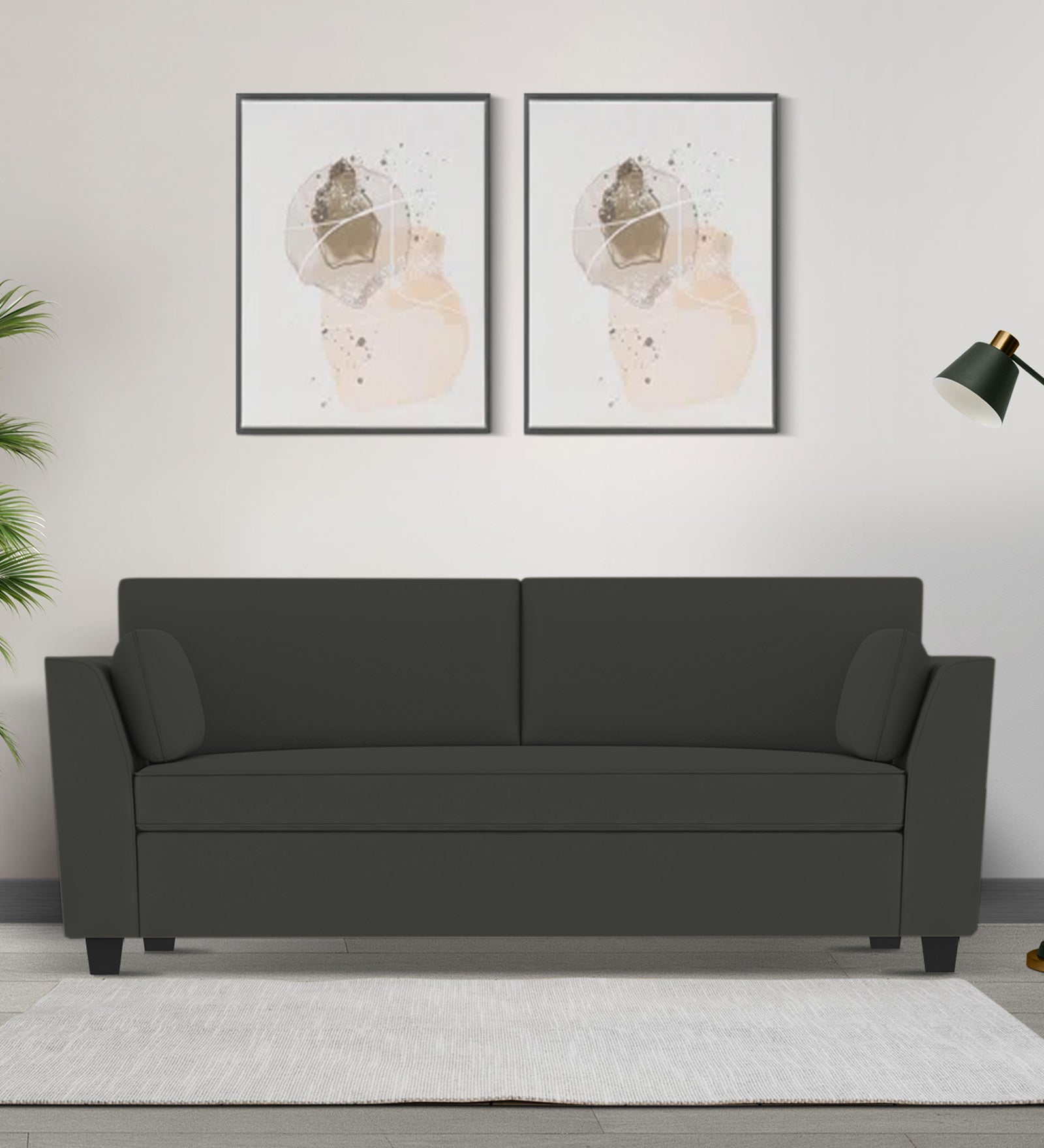 Bristo Velvet 3 Seater Sofa In Hory Grey Colour With Storage - Febonic Living