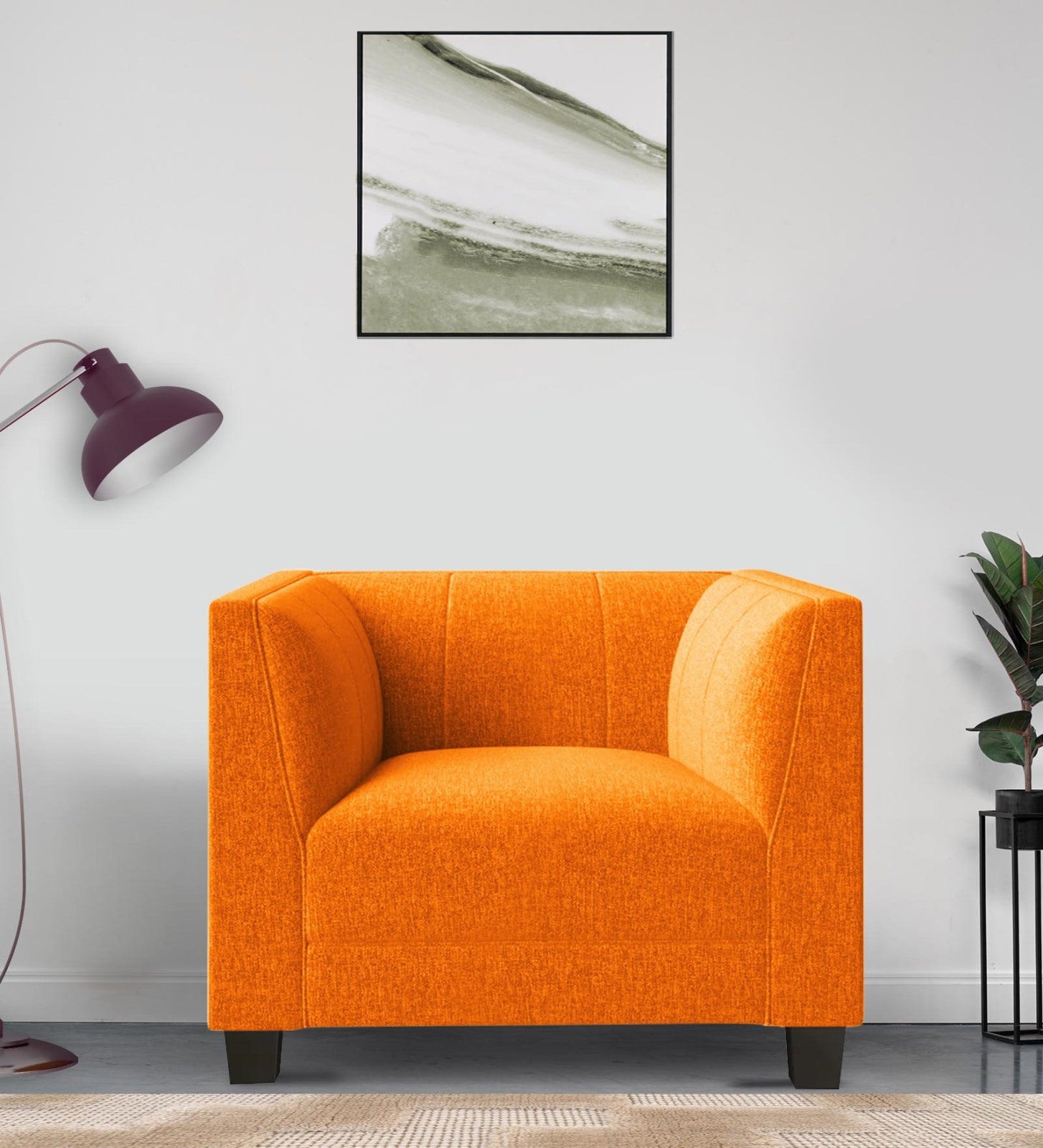 Chastin Fabric 1 Seater Sofa In Vivid Orange Colour - Febonic Living
