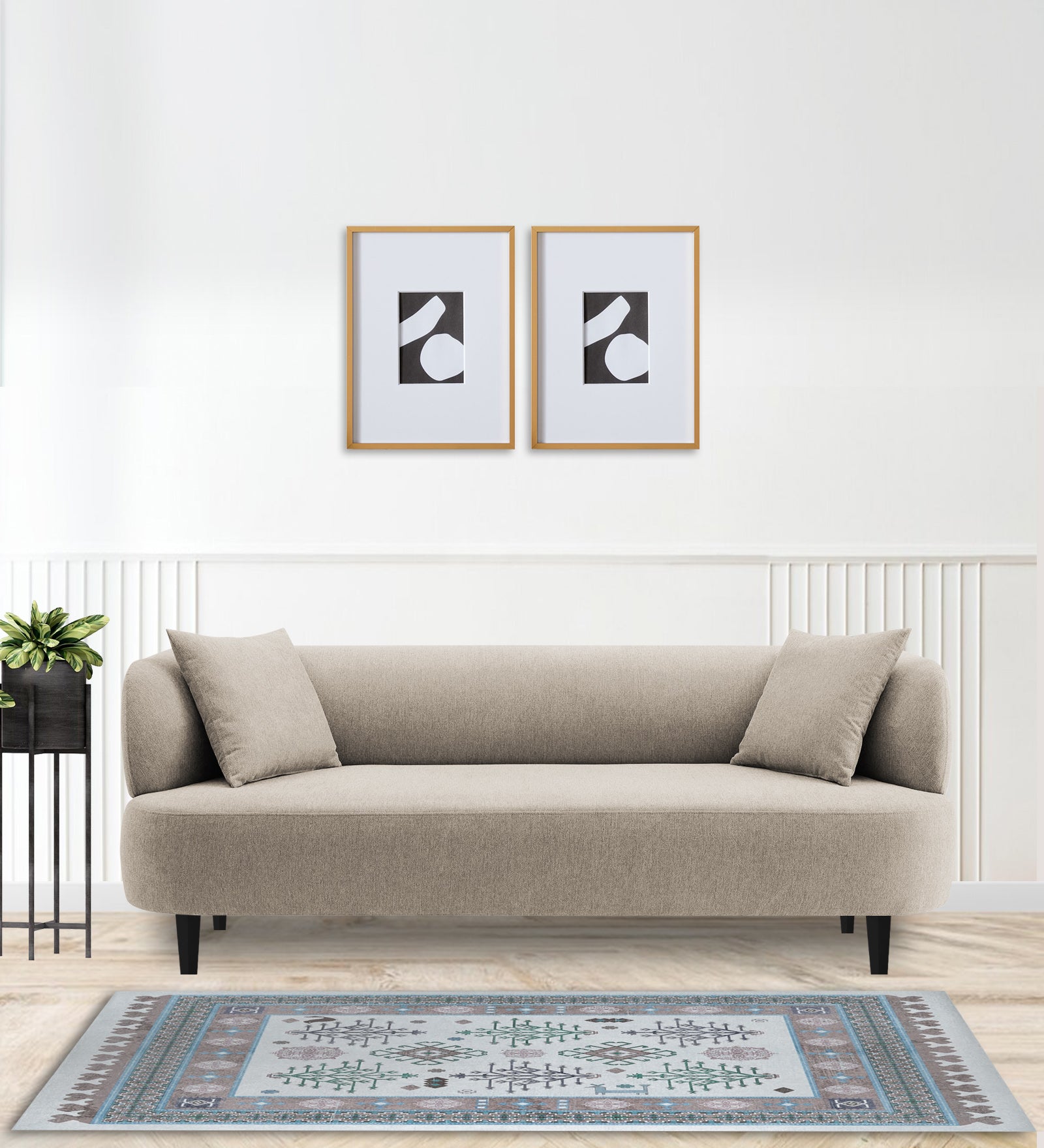 Carson Fabric 3 Seater Sofa In Khaki Beige Colour - Febonic Living