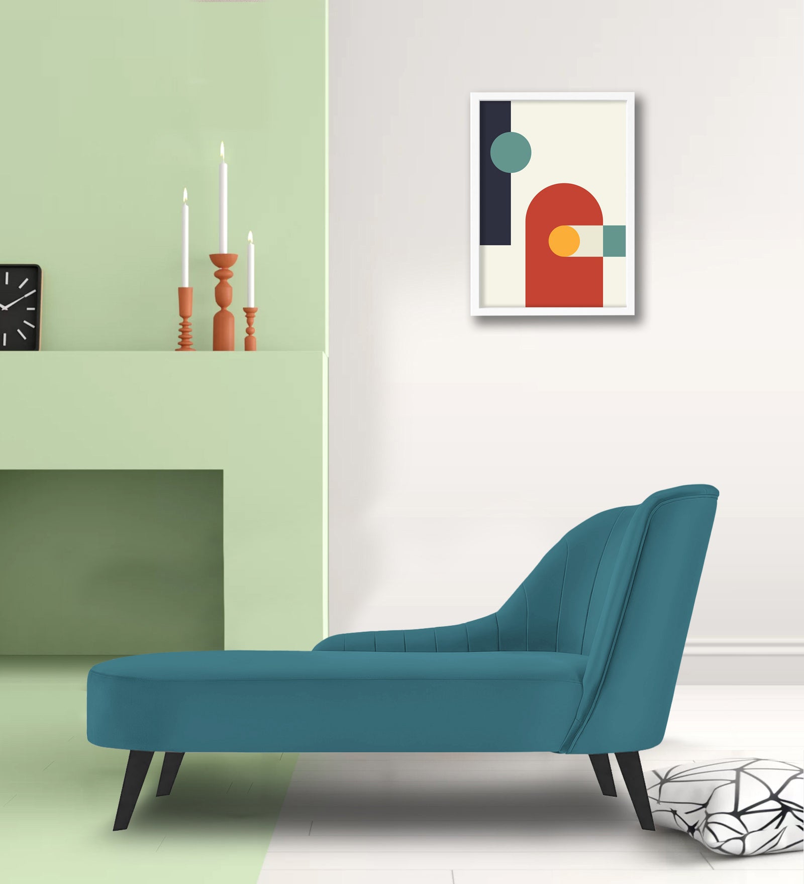 Flora Velvet LHS Chaise Lounger In Aqua Blue Colour - Febonic Living