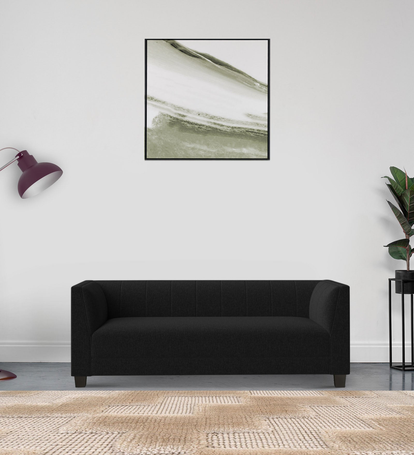 Chastin Fabric 3 Seater Sofa In Zed Black Colour - Febonic Living