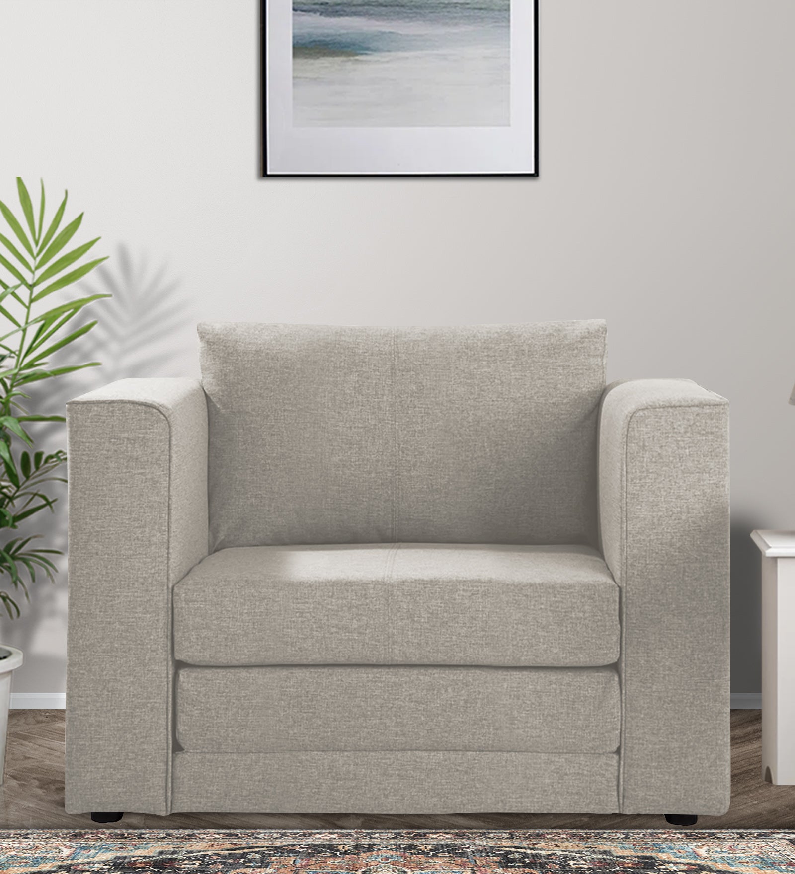 Kenia Fabric 1 Seater Foldable Sofa Cum Bed In Ash Grey Colour - Febonic Living