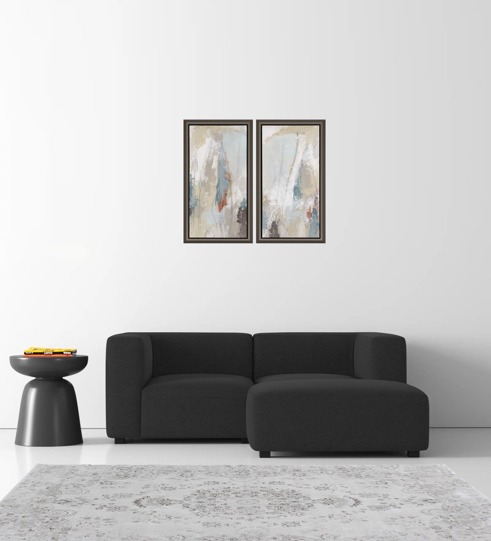 Dora Velvet LHS Sectional Sofa (2+Ottoman Lounger) In Davy grey Colour - Febonic Living