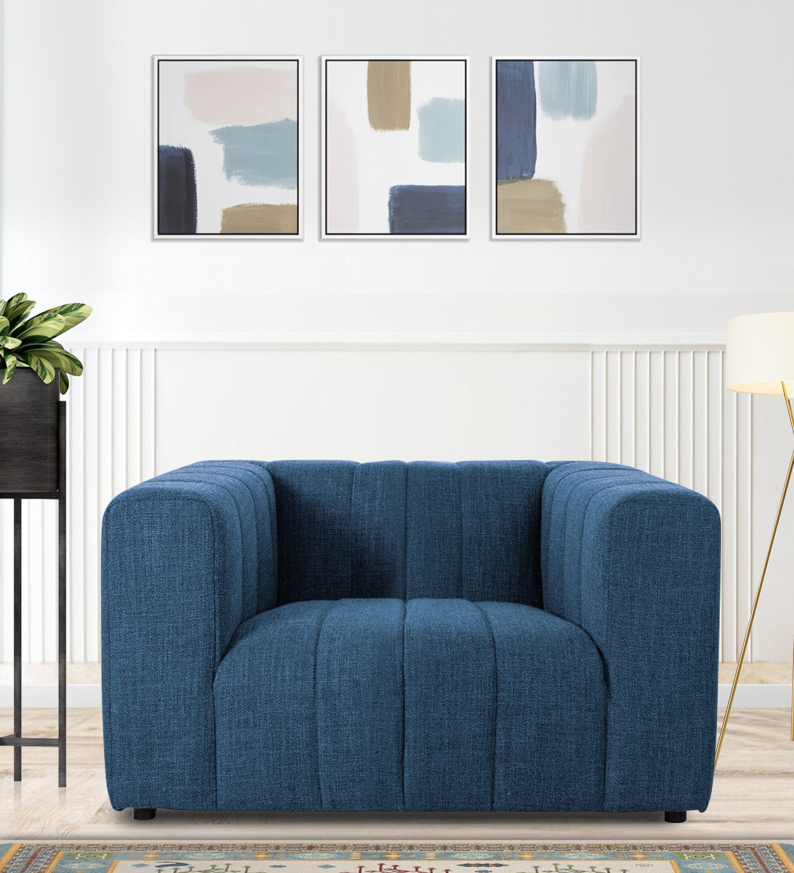 Lara Fabric 1 Seater Sofa In Light Blue Colour - Febonic Living