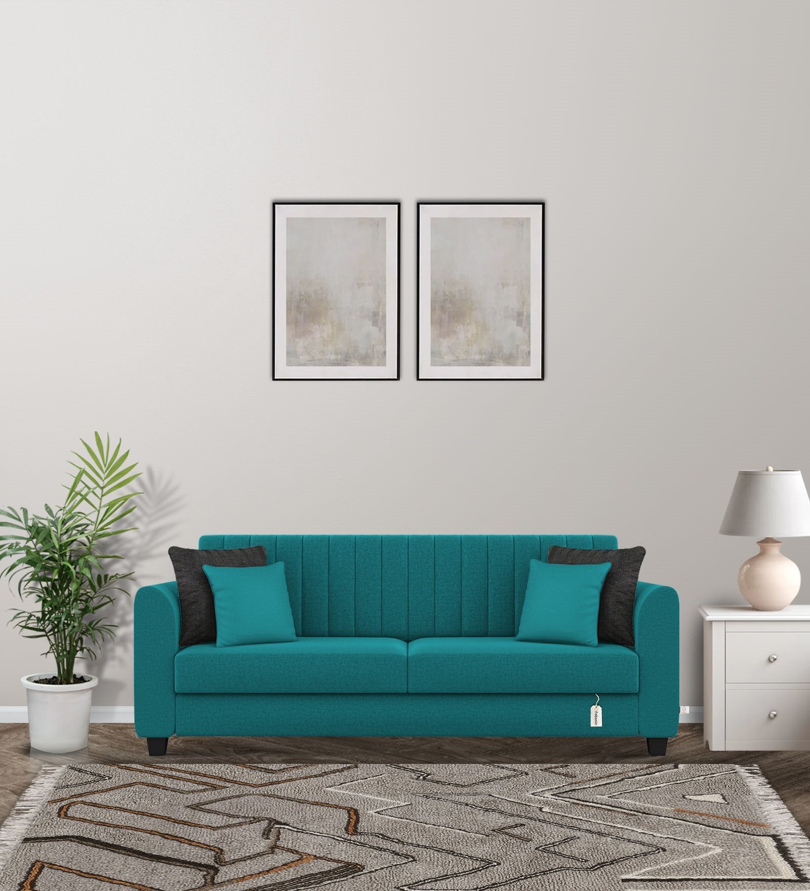 Cosmic Fabric 3 Seater Sofa In Sea Green Colour - Febonic Living