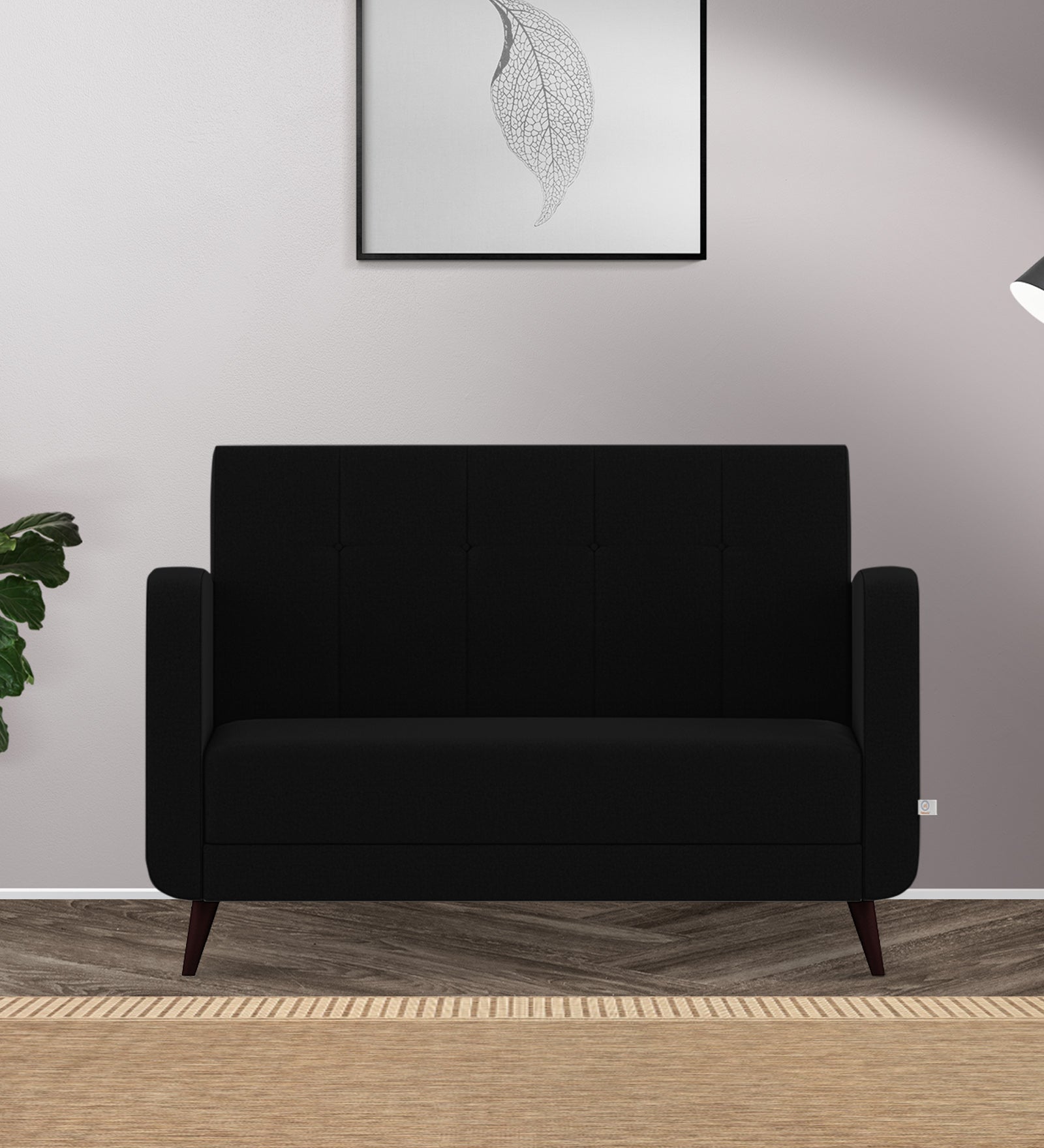 Wiki Velvet 2 Seater Sofa In Adam Black Colour - Febonic Living