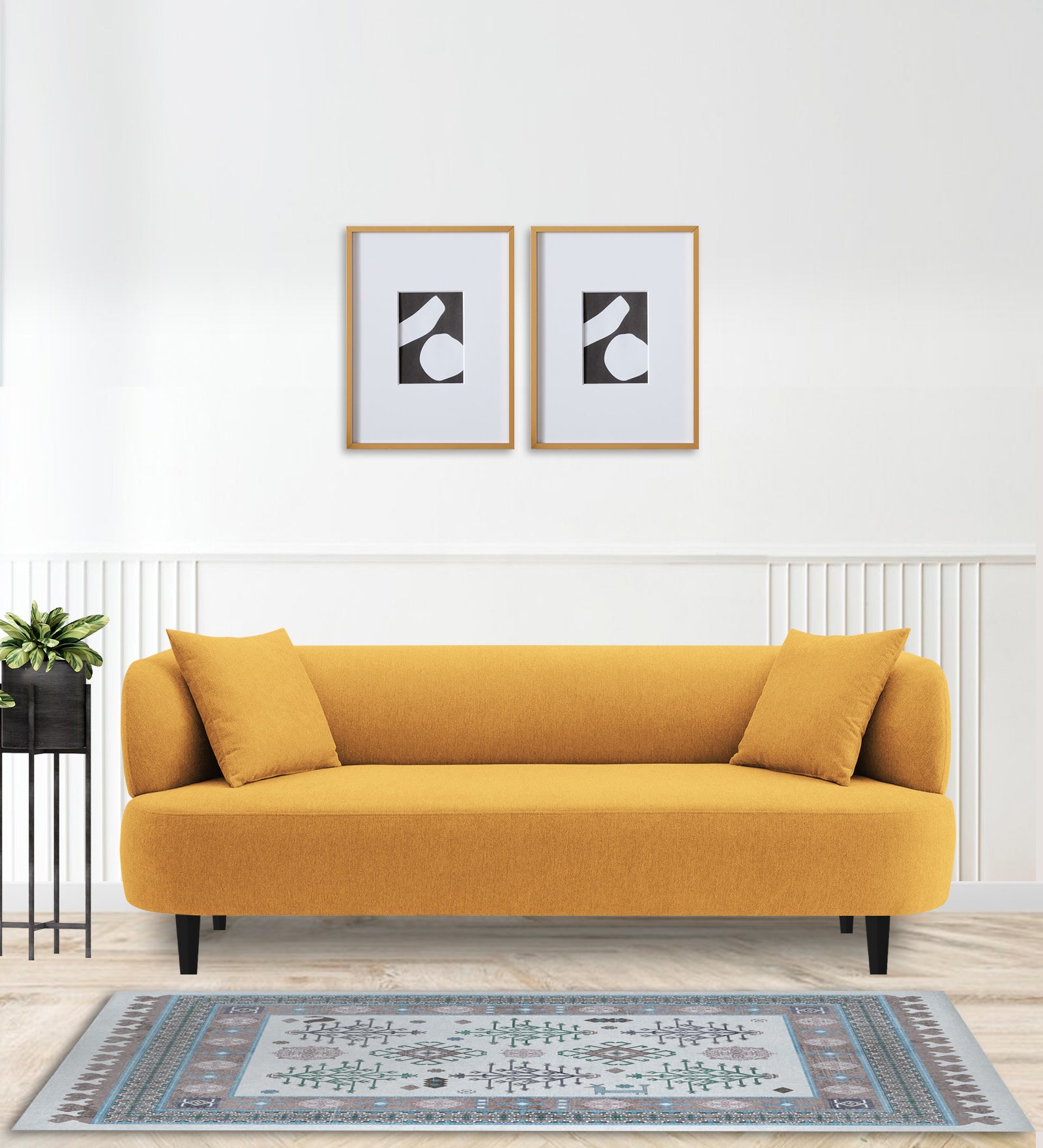 Carson Fabric 3 Seater Sofa in Blush Yellow Colour