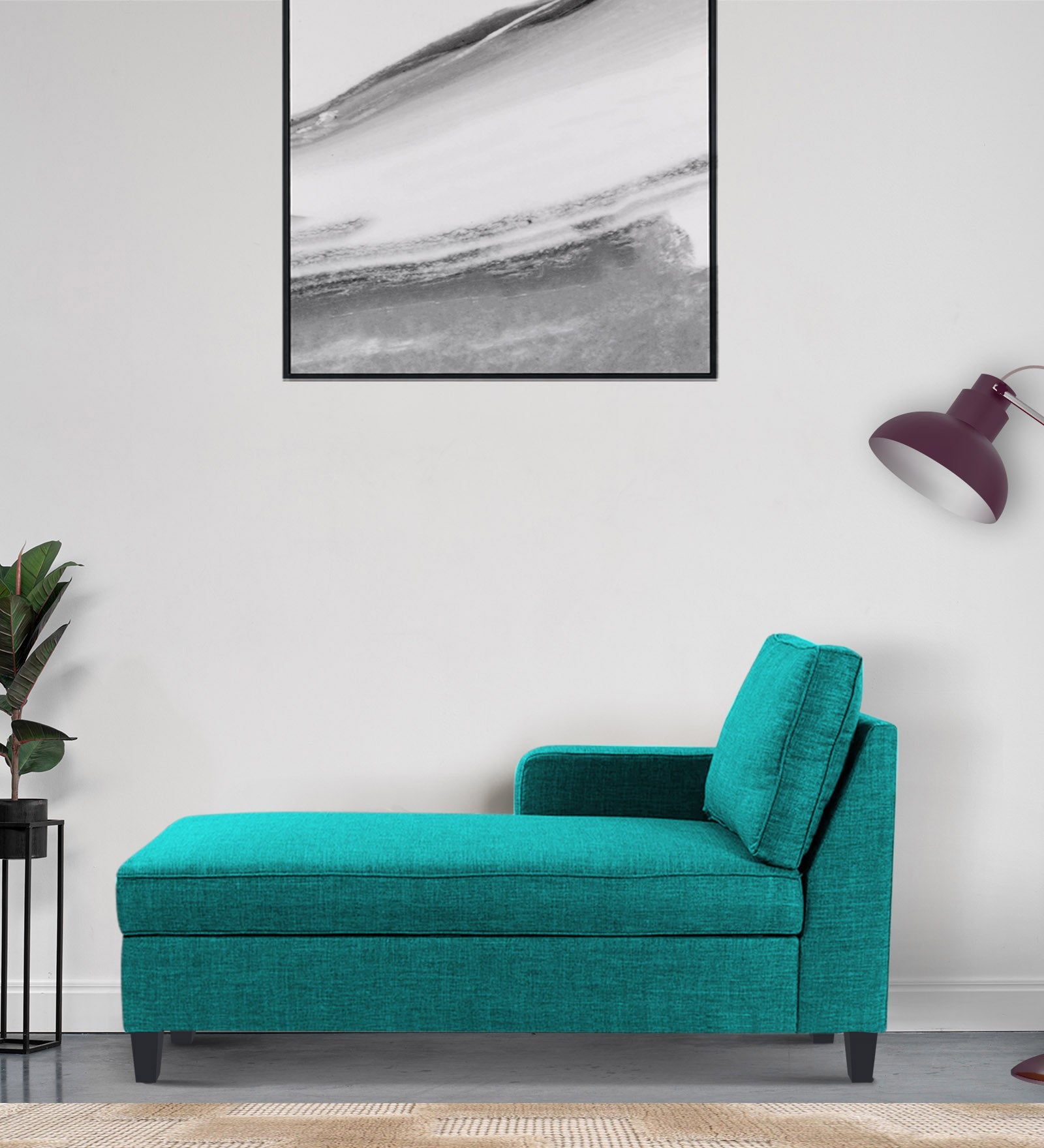 Harry Fabric LHS Chaise Lounger In Sea Green Colour - Febonic Living