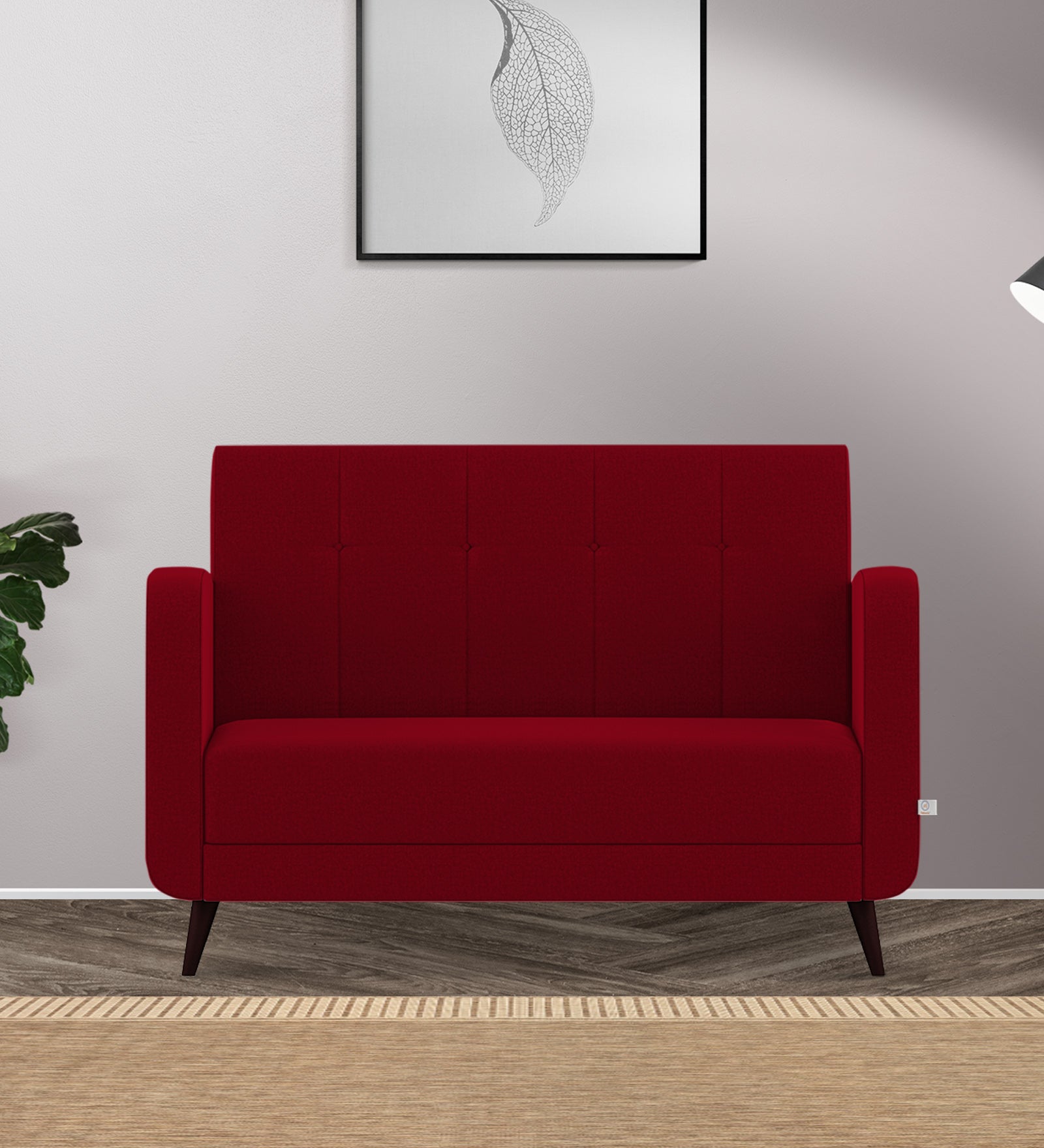 Wiki Velvet 2 Seater Sofa In Cherry Red Colour - Febonic Living
