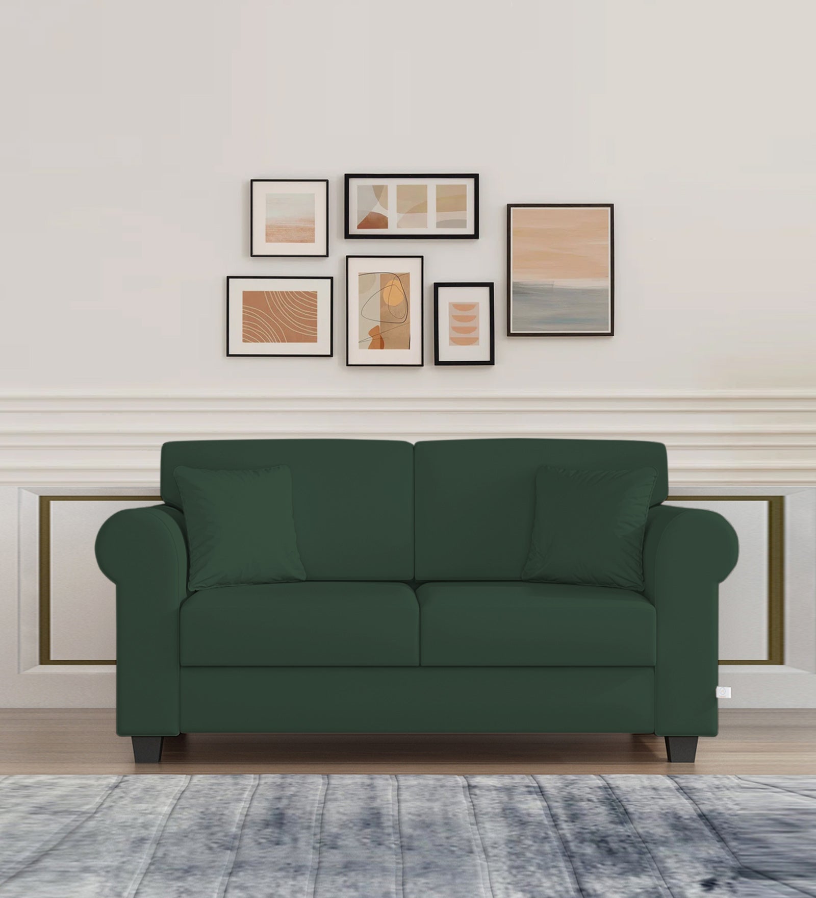 Numonk Velvet 2 Seater Sofa In Amazon Green Colour - Febonic Living