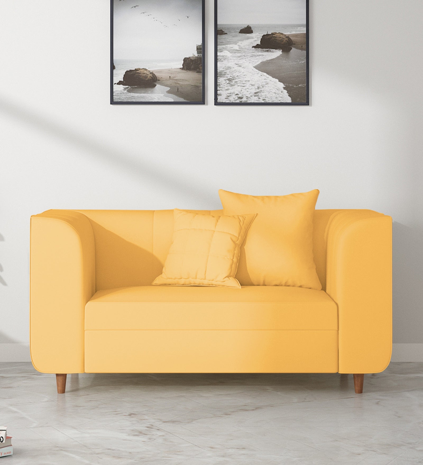 Sumo Velvet 2 Seater Sofa In Turmeric yellow Colour - Febonic Living