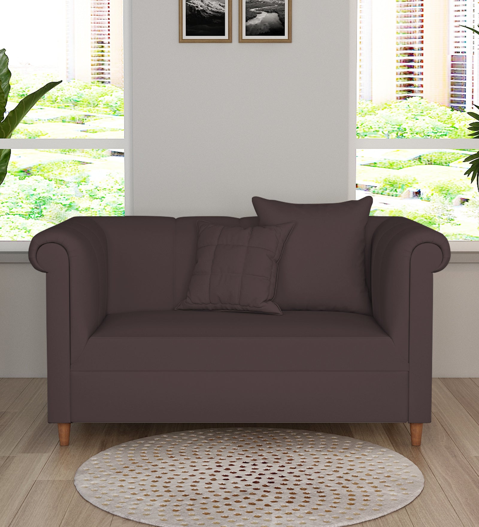 Rubi Velvet 2 Seater Sofa In Mocha Brown Colour - Febonic Living