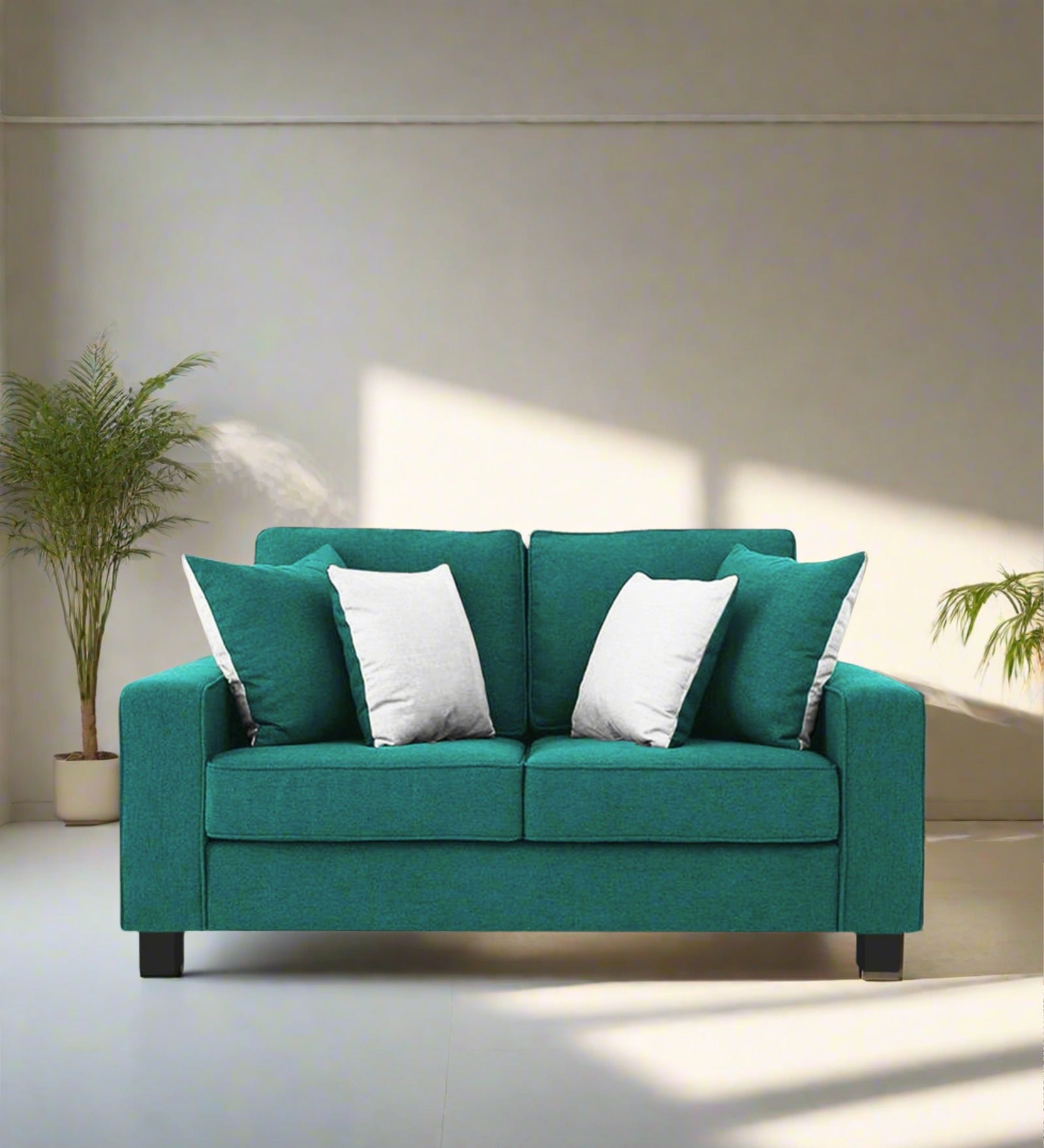 Ladybug Fabric 2 Seater Sofa In Sea Green Colour - Febonic Living