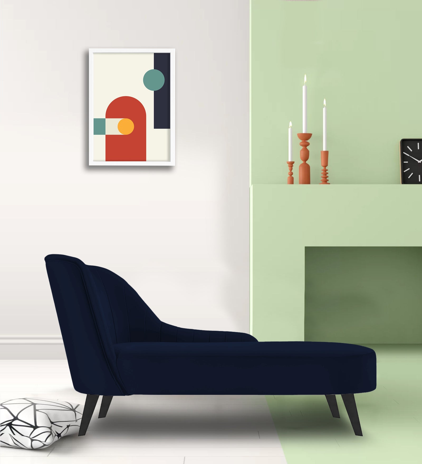 Flora Velvet RHS Chaise Lounger In Indigo Blue Colour - Febonic Living