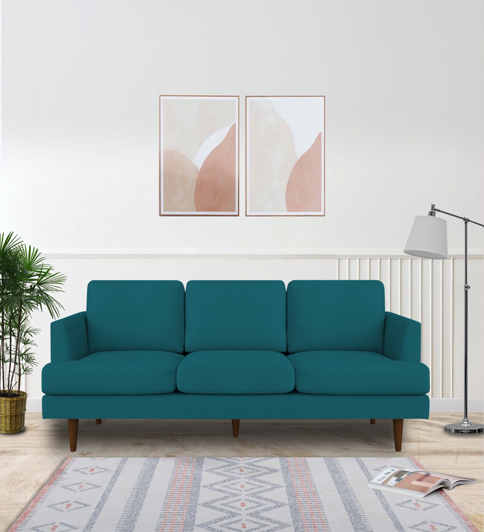 Motra Velvet 3 Seater Sofa in pine green Colour