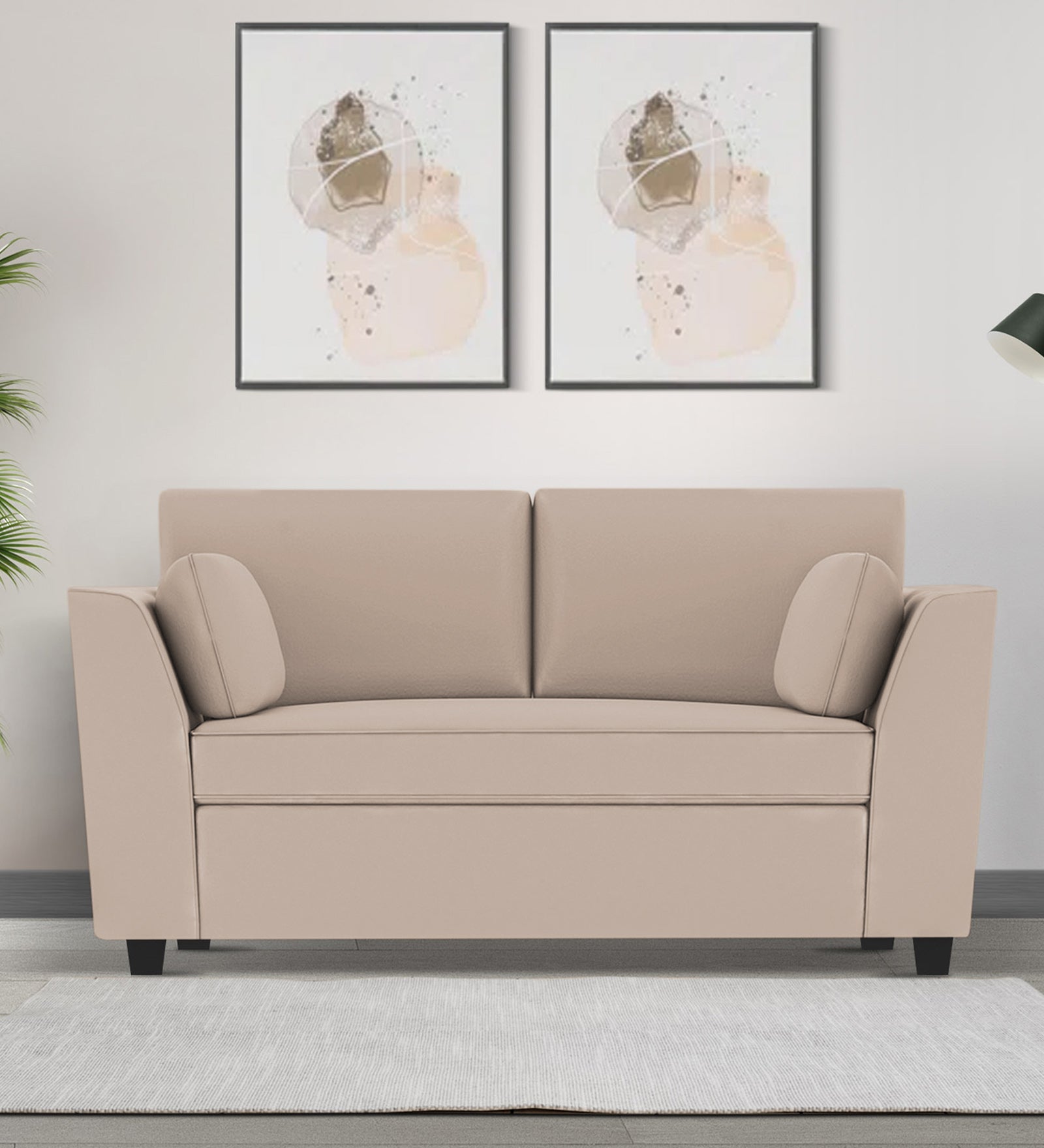 Bristo Velvet 2 Seater Sofa in Camel Beige Colour