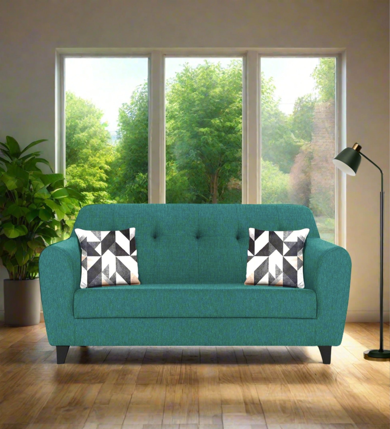 Melaan Fabric 2 Seater Sofa In Sea Green Colour - Febonic Living