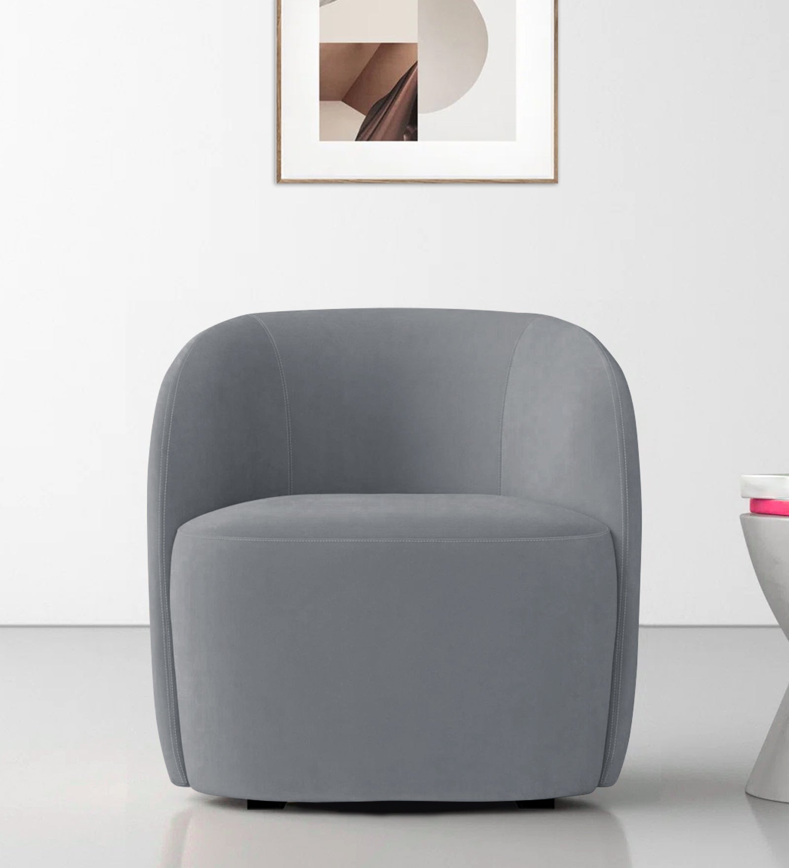 Lucky Velvet Wing Chair In Pubble Grey Colour - Febonic Living